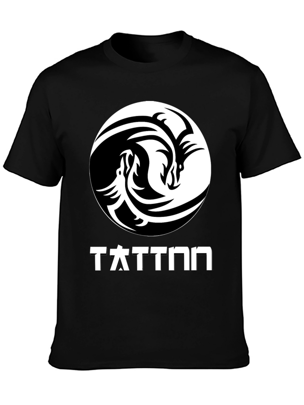 Yin Yang Dragon Graphic T-Shirt - Black