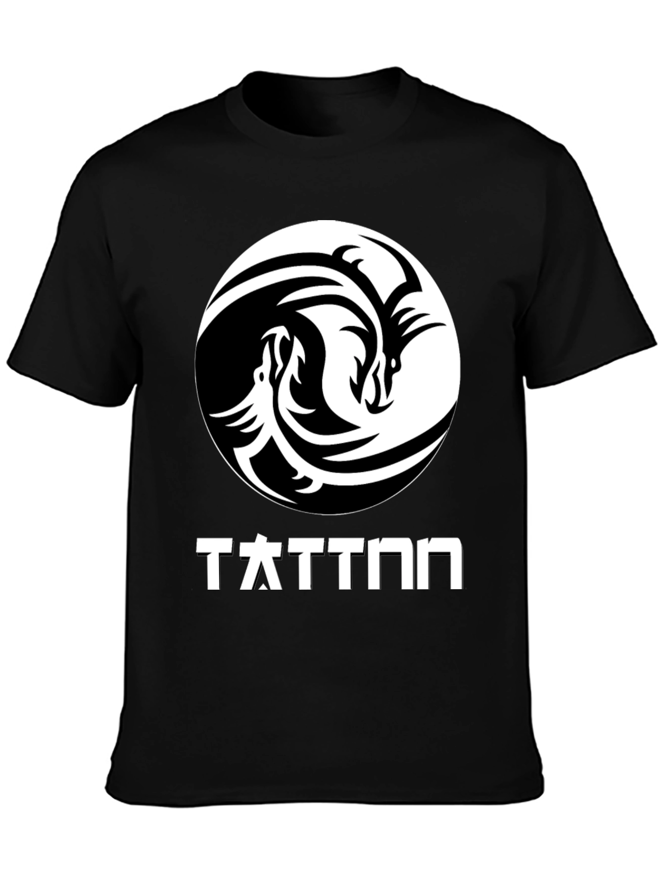 Yin Yang Dragon Graphic T-Shirt - Black
