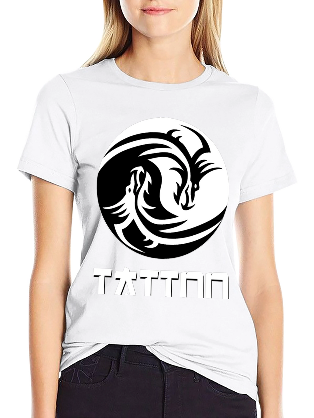 Yin Yang Dragon Graphic T-Shirt - Black