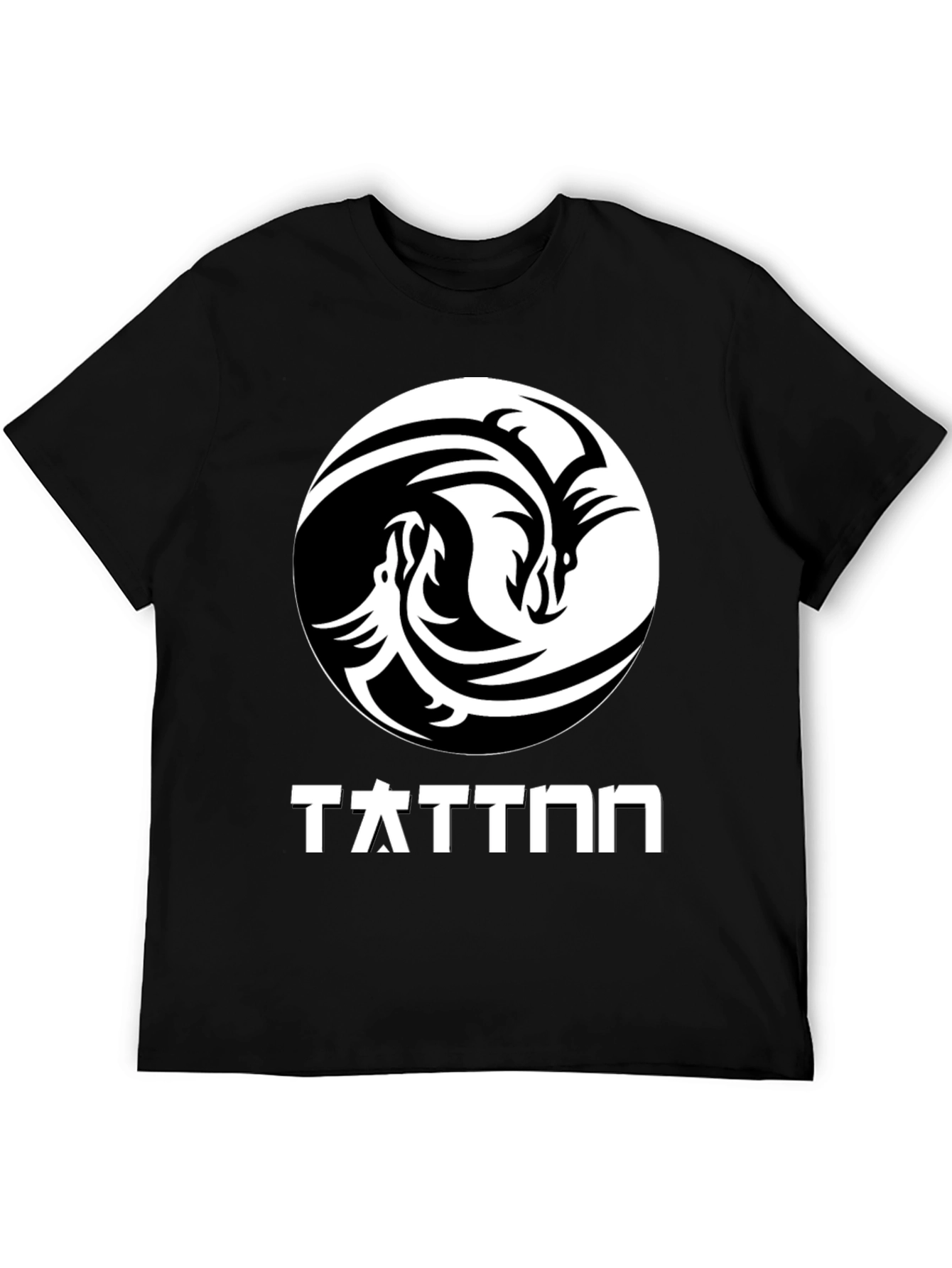 Yin Yang Dragon Graphic T-Shirt - Black