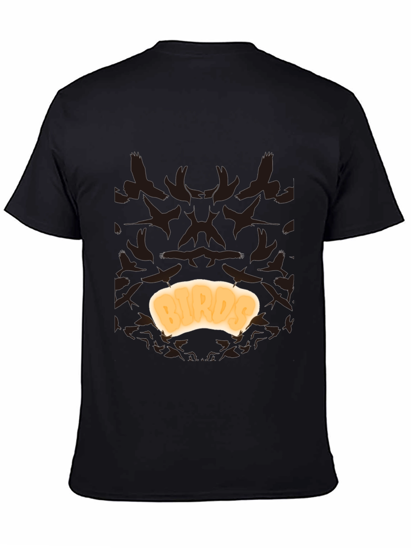 Birds T-Shirt - Black Cotton Tee with Unique Design