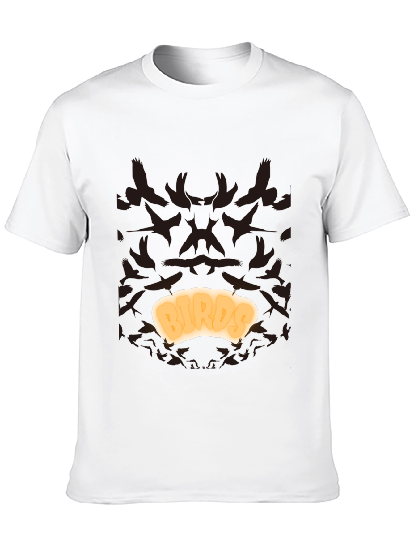 Birds T-Shirt - Black Cotton Tee with Unique Design