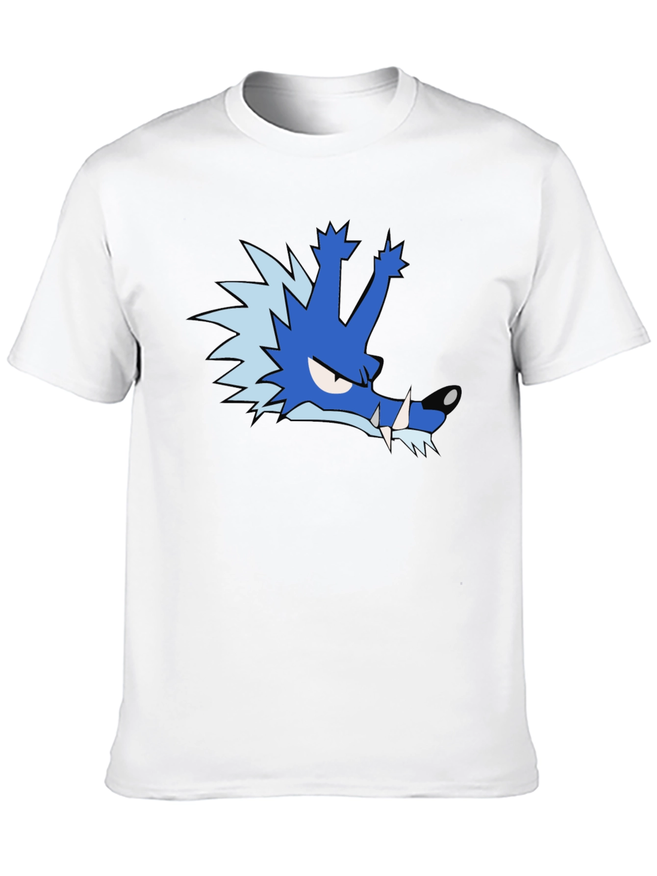 Blue Cartoon Wolf T-Shirt - Unique Graphic Tee