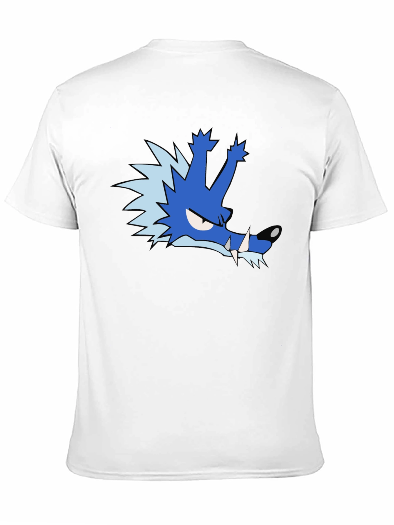 Blue Cartoon Wolf T-Shirt - Unique Graphic Tee