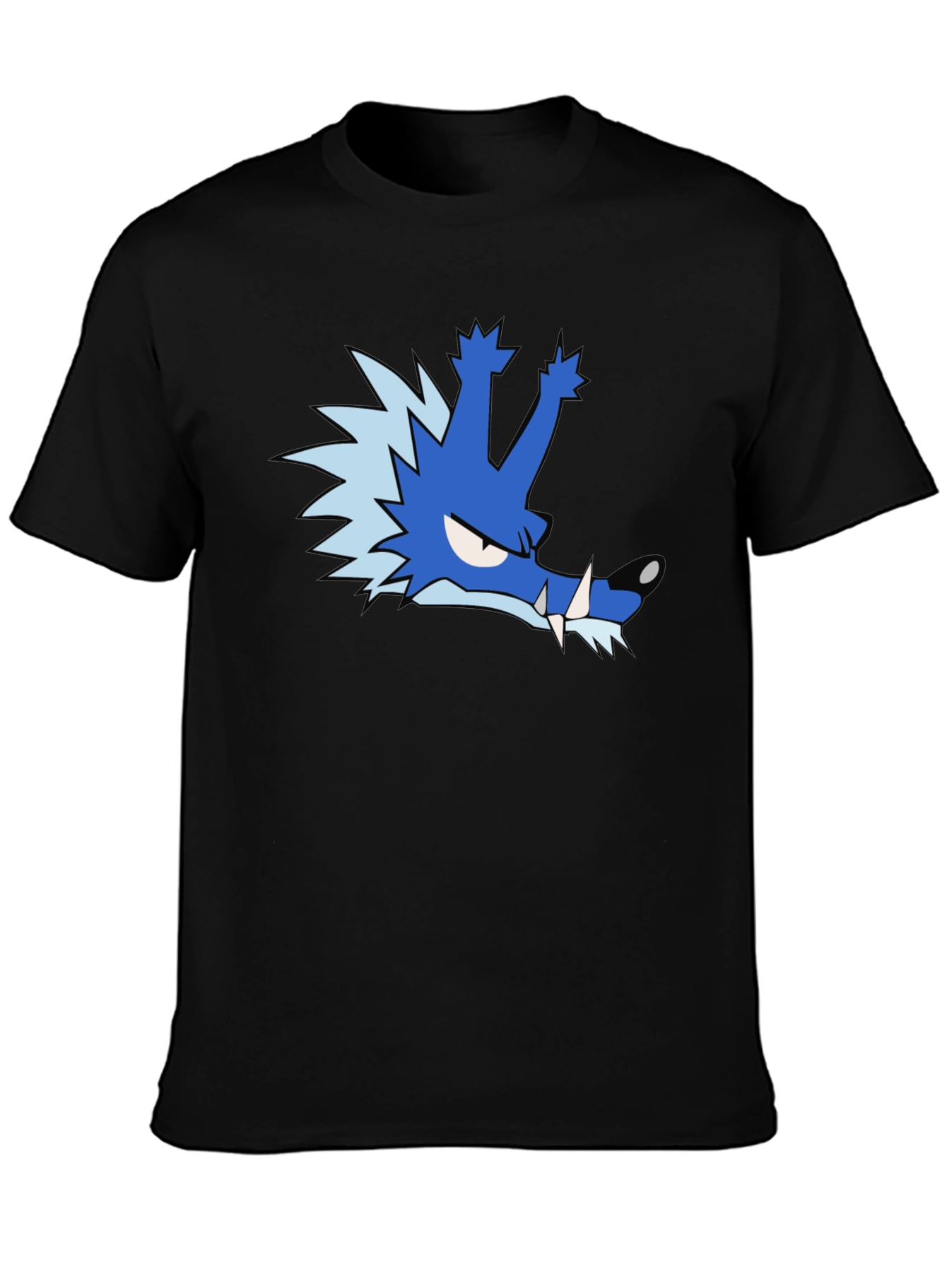 Blue Cartoon Wolf T-Shirt - Unique Graphic Tee