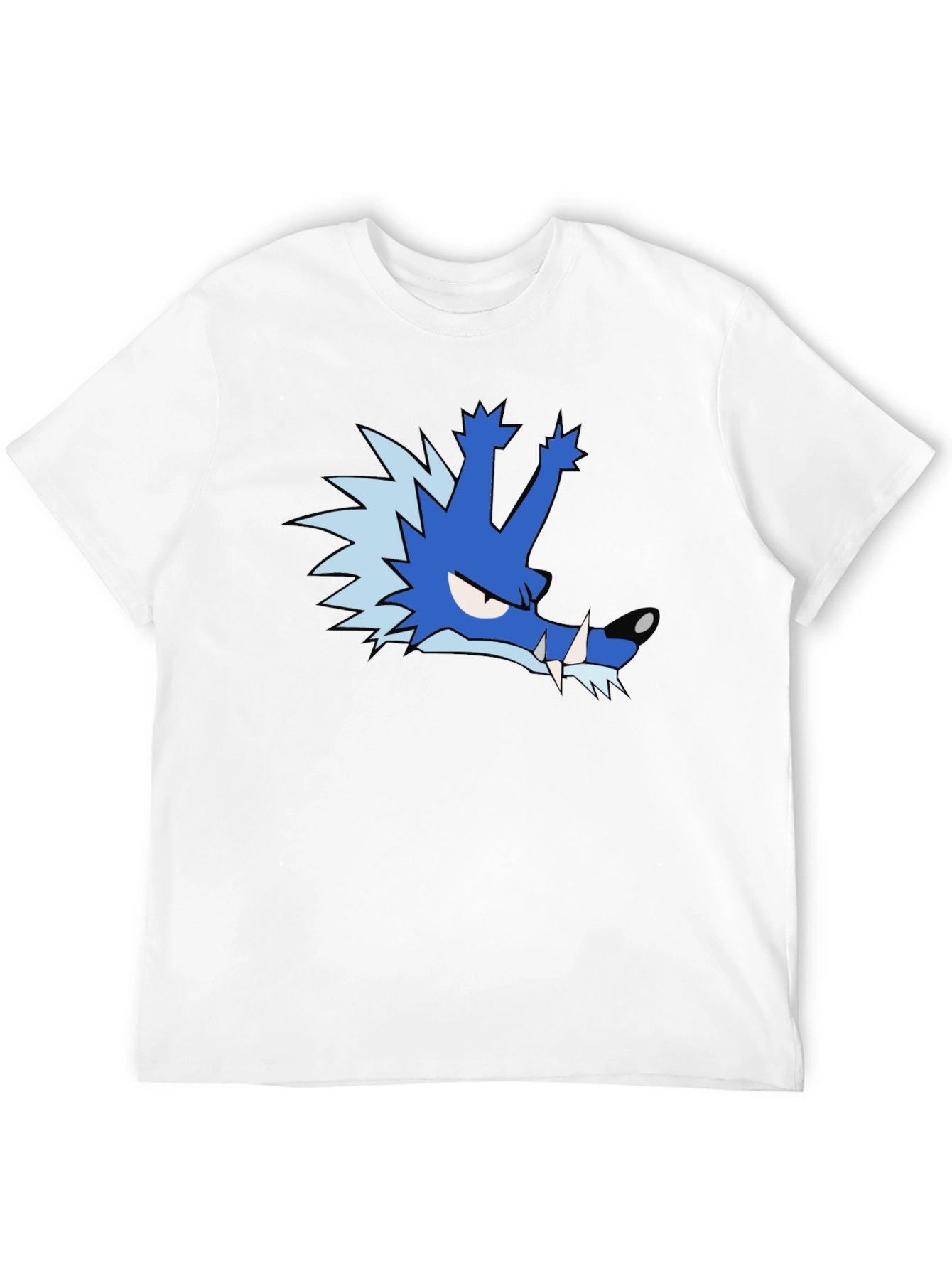 Blue Cartoon Wolf T-Shirt - Unique Graphic Tee