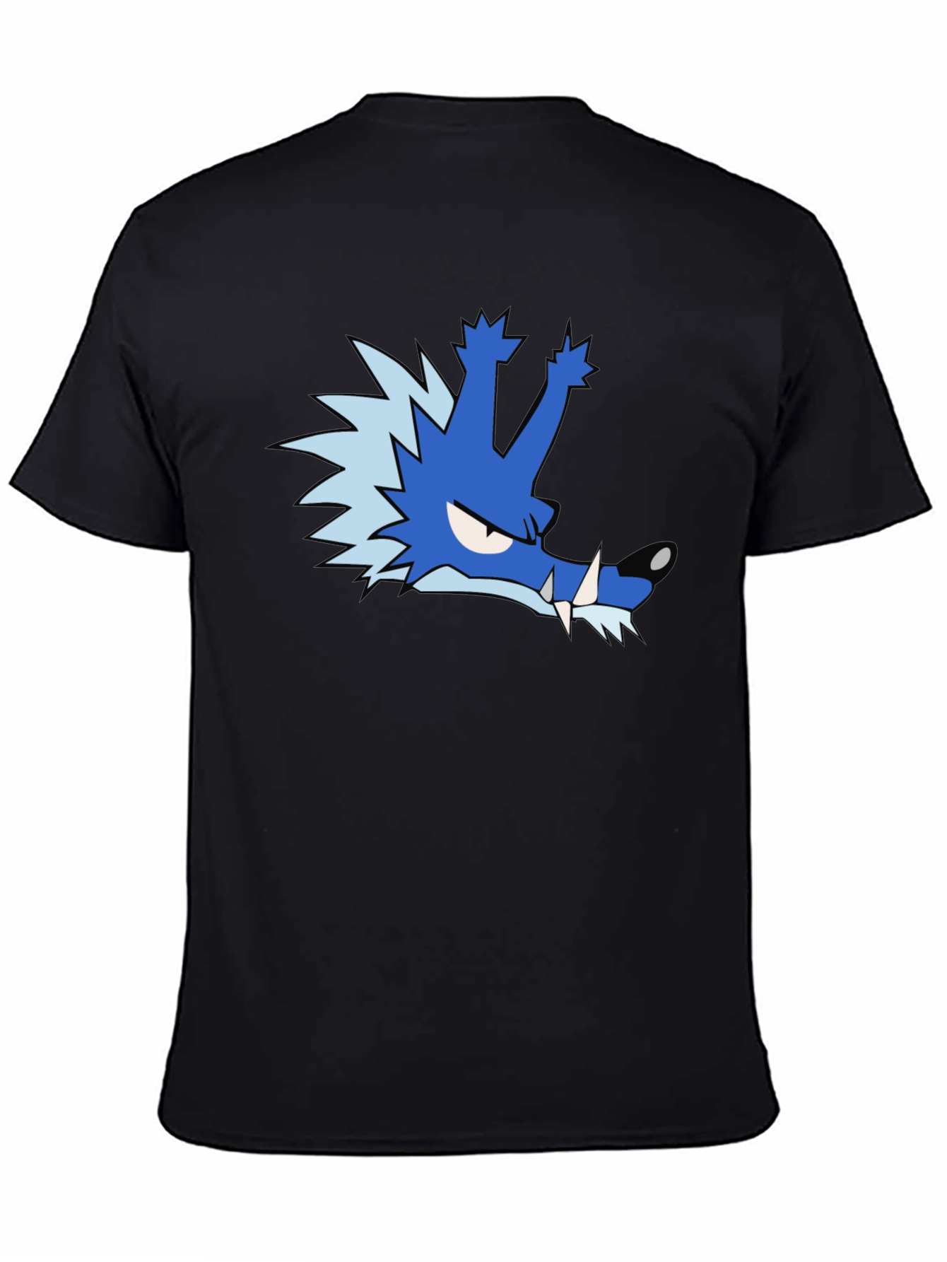 Blue Cartoon Wolf T-Shirt - Unique Graphic Tee