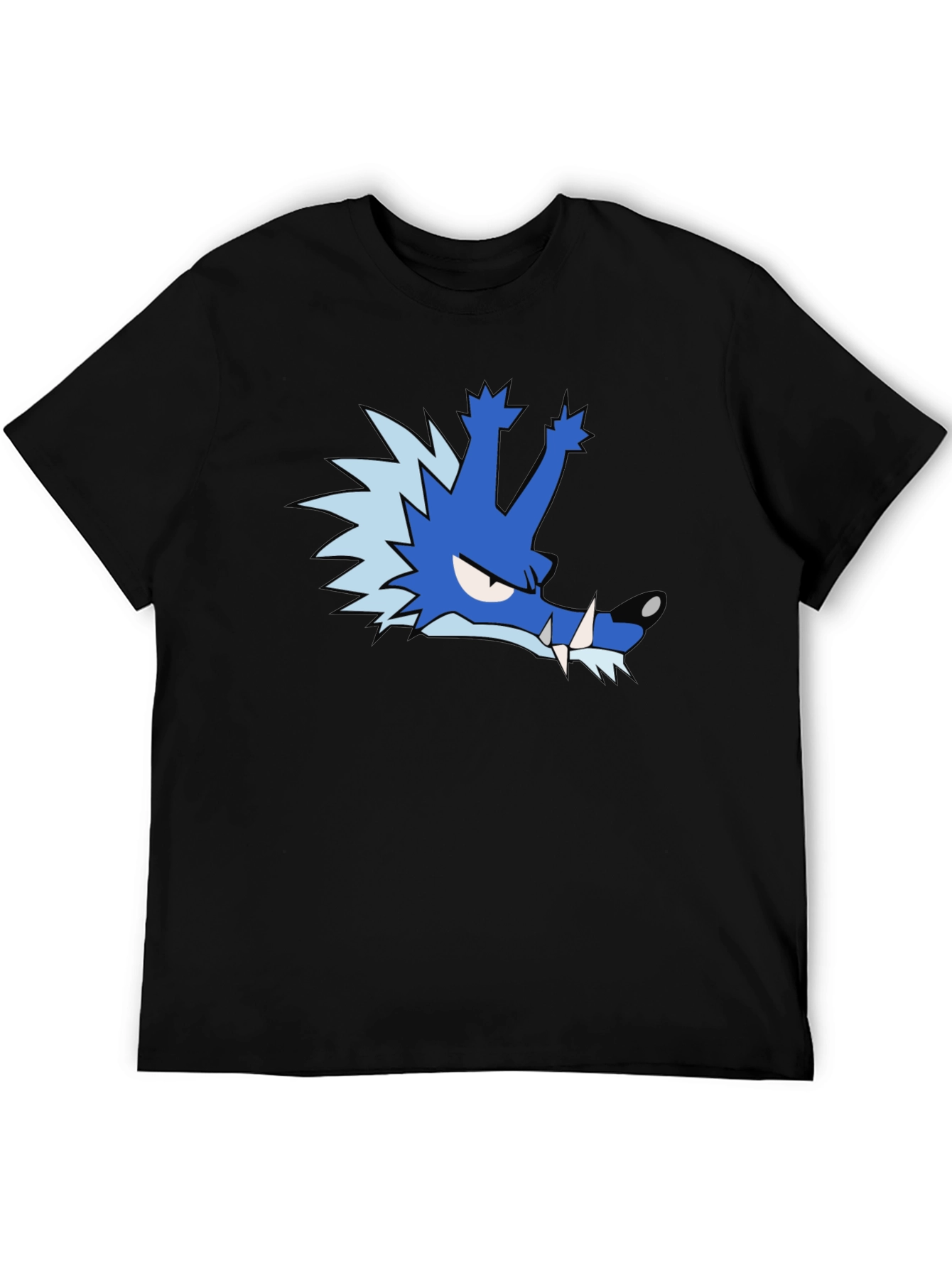 Blue Cartoon Wolf T-Shirt - Unique Graphic Tee