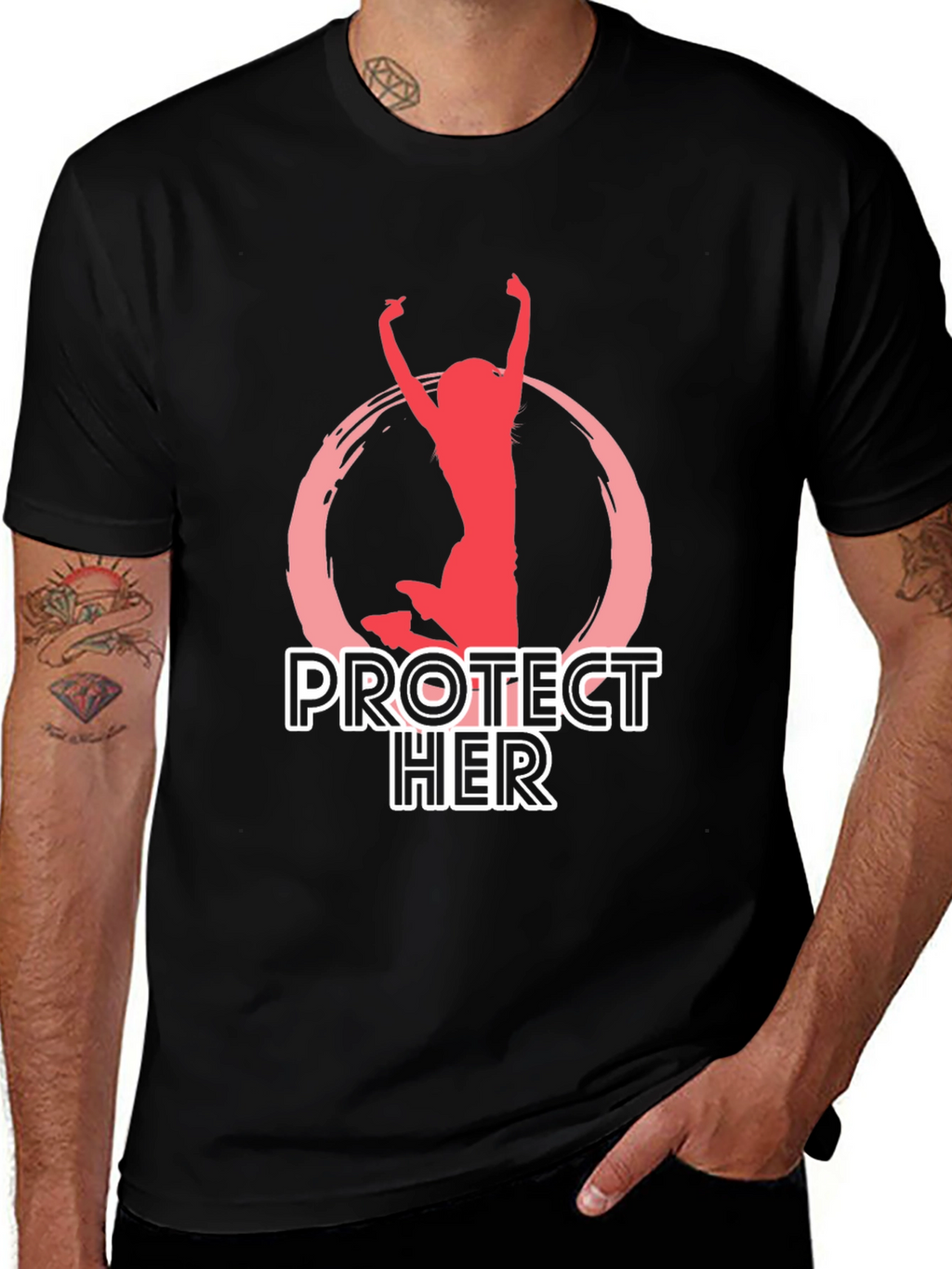 Protect Her Black Graphic Tee