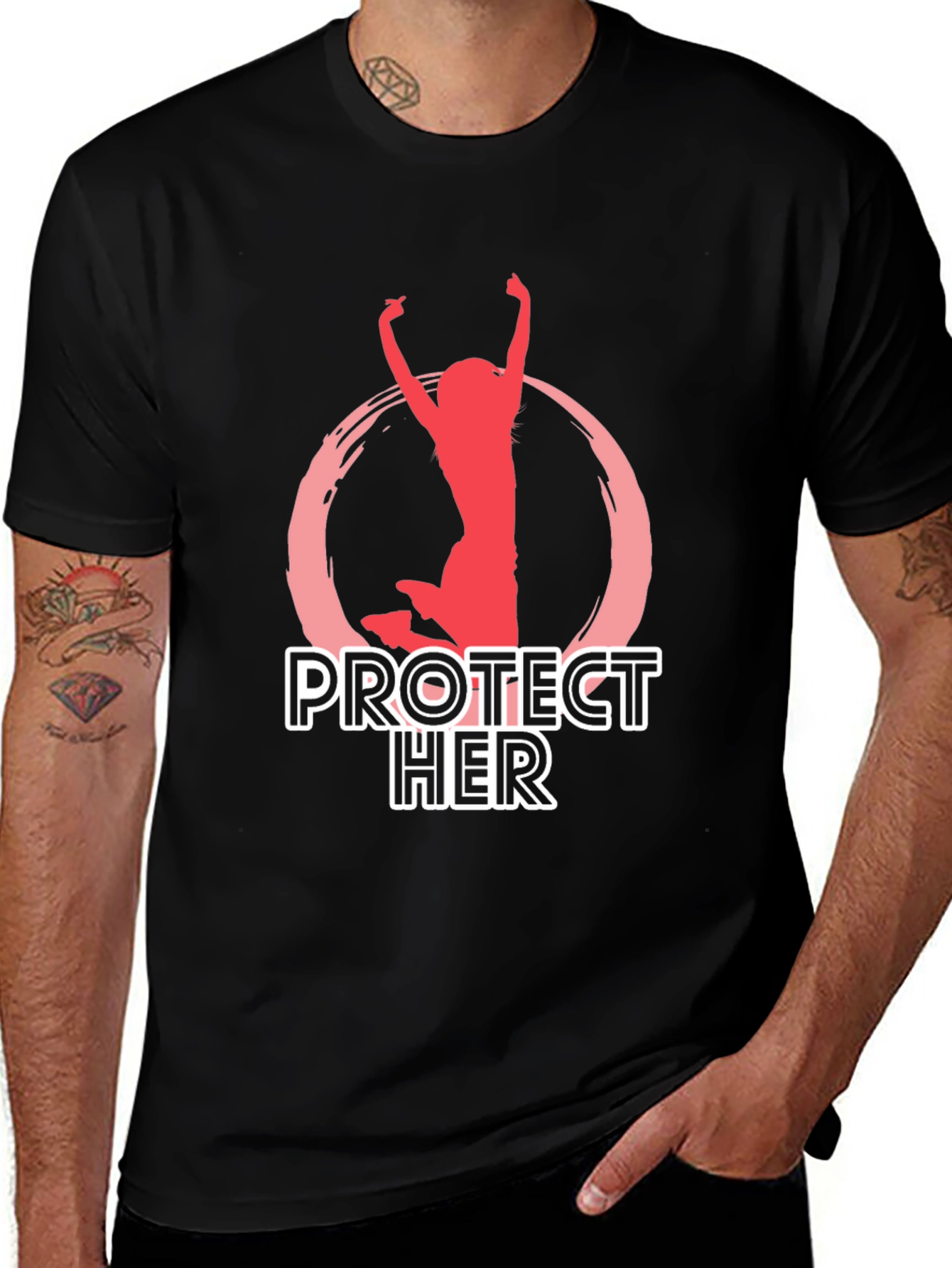 Protect Her Black Graphic Tee