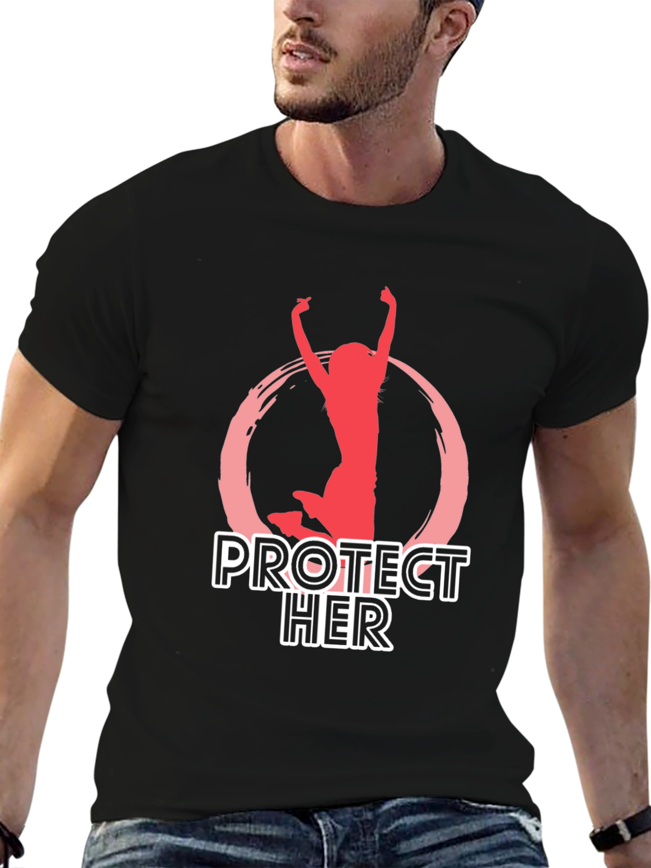 Protect Her Black Graphic Tee