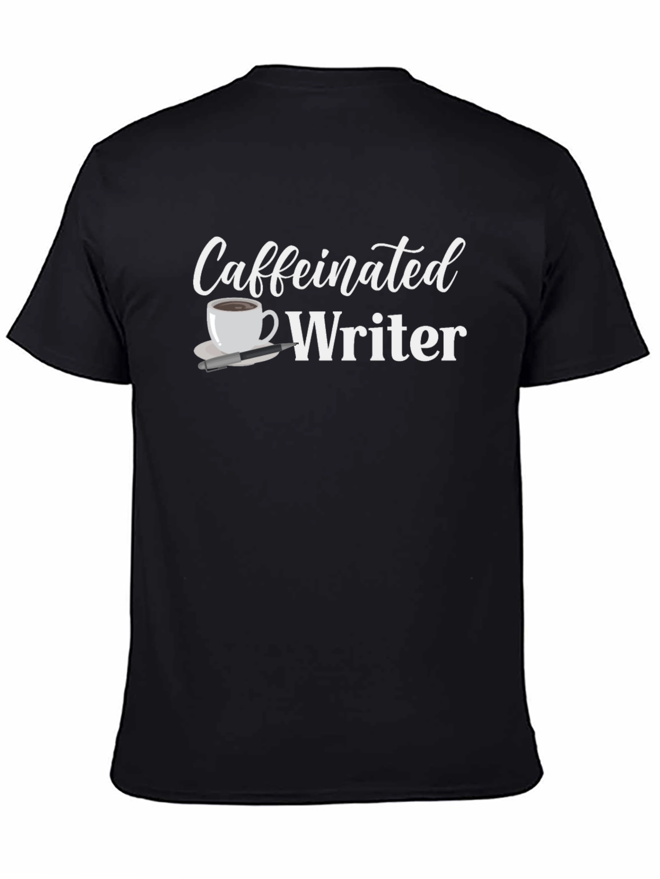 Caffeinated Writer Graphic T-Shirt - Black Cotton Tee