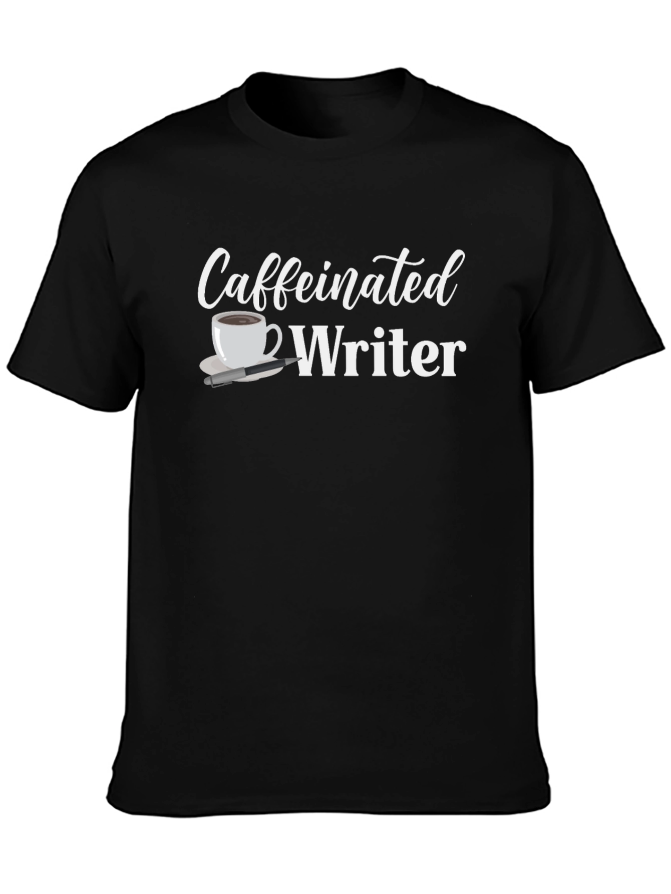 Caffeinated Writer Graphic T-Shirt - Black Cotton Tee
