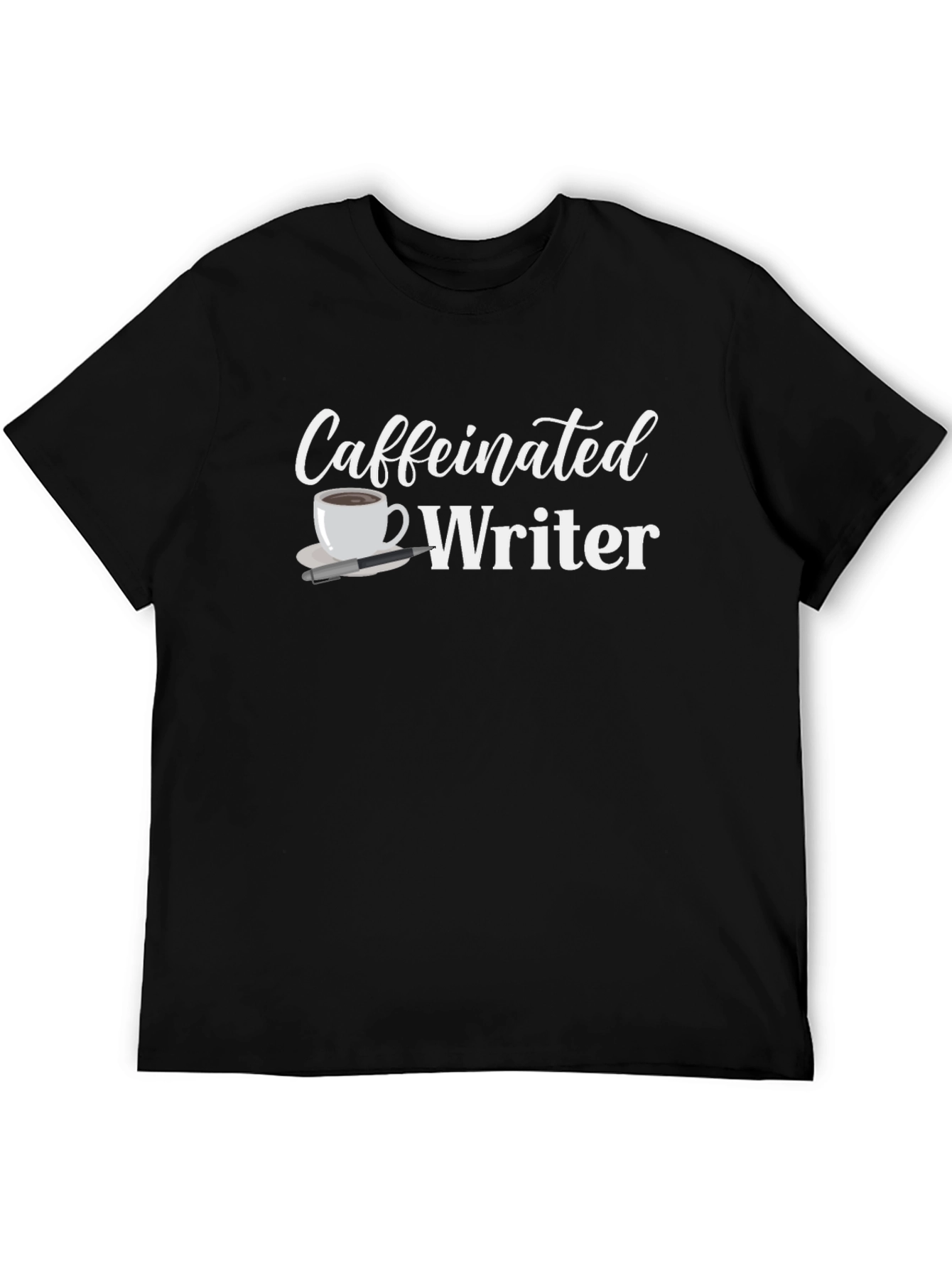 Caffeinated Writer Graphic T-Shirt - Black Cotton Tee