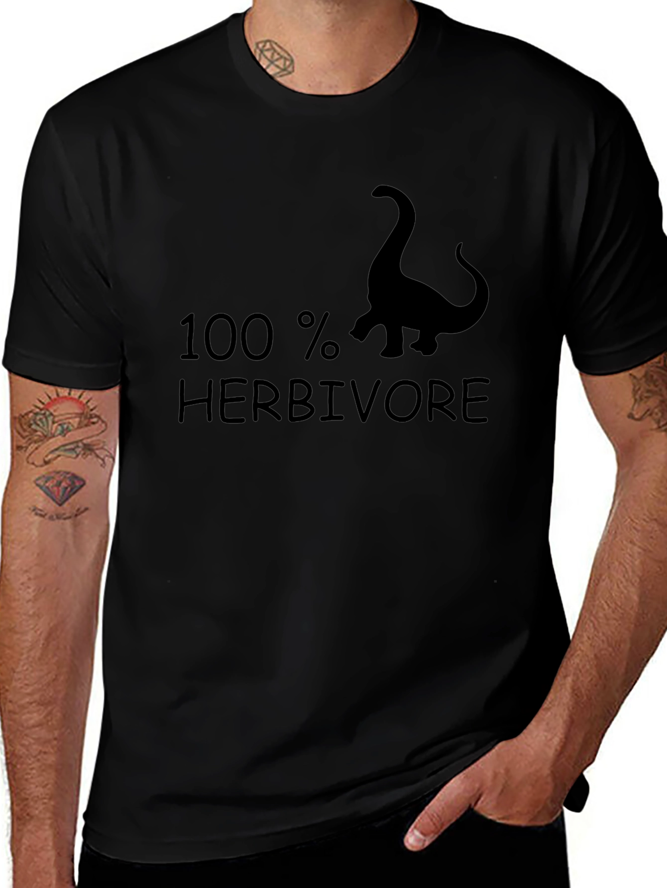 100% Herbivore Dinosaur Graphic Tee - Black