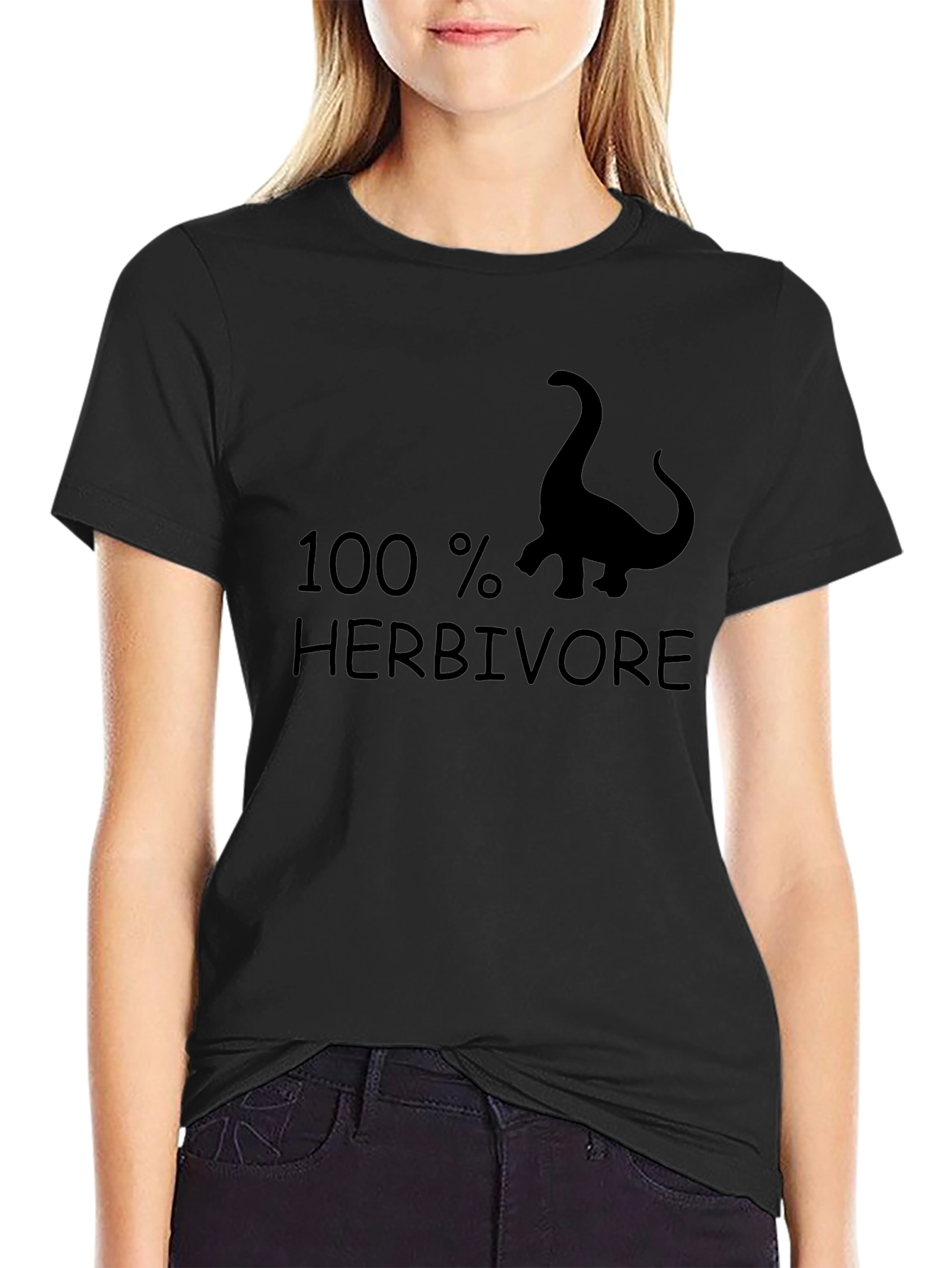 100% Herbivore Dinosaur Graphic Tee - Black
