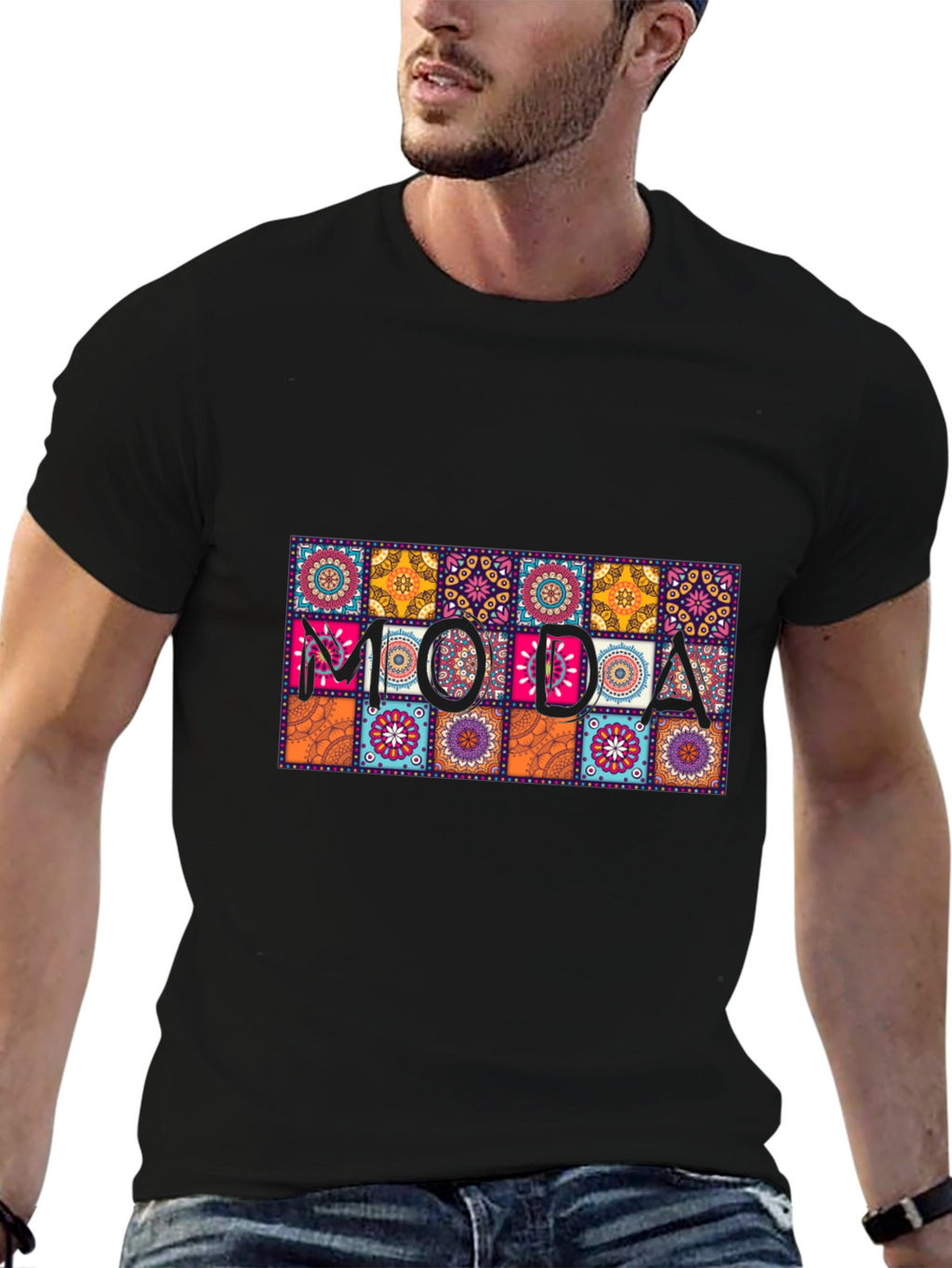 Moda Patterned Graphic Tee