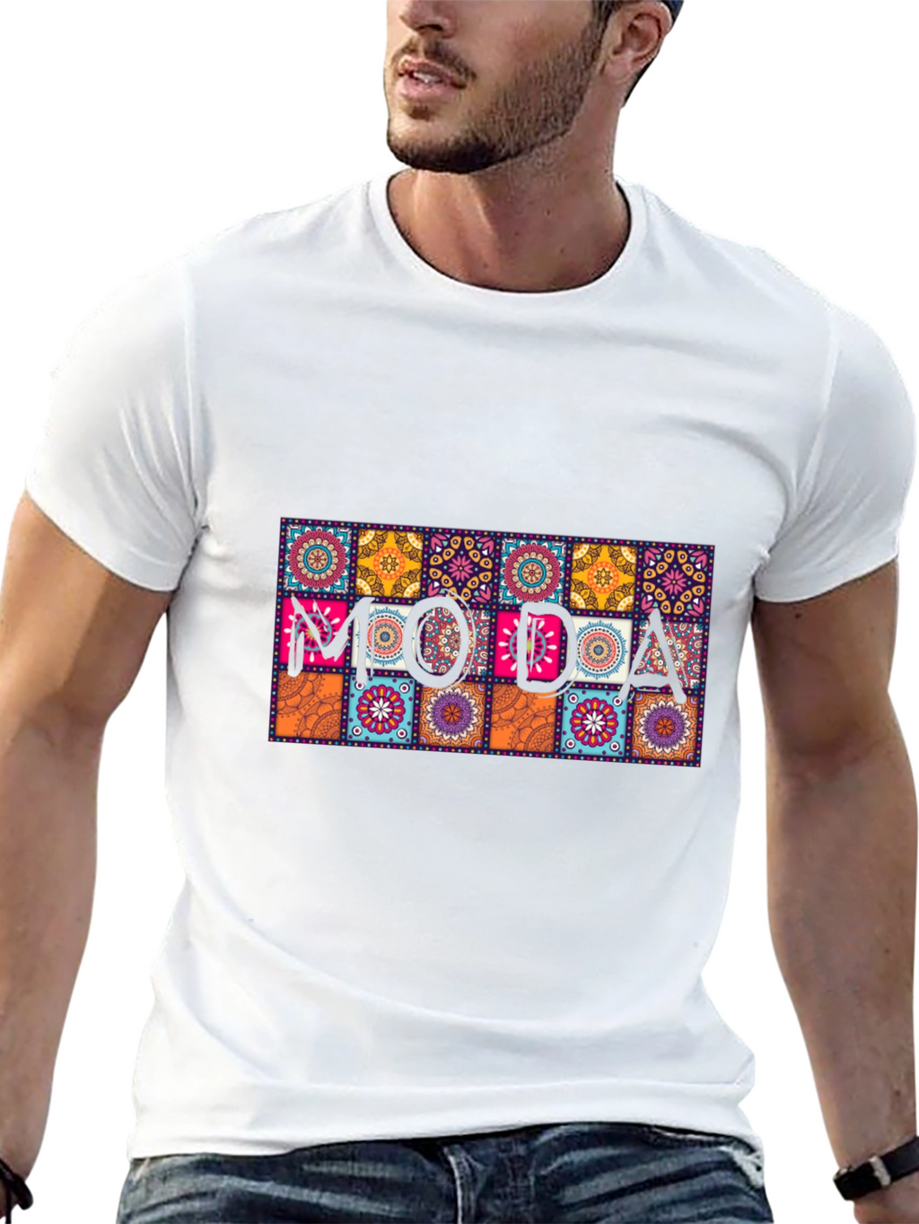 Moda Patterned Graphic Tee