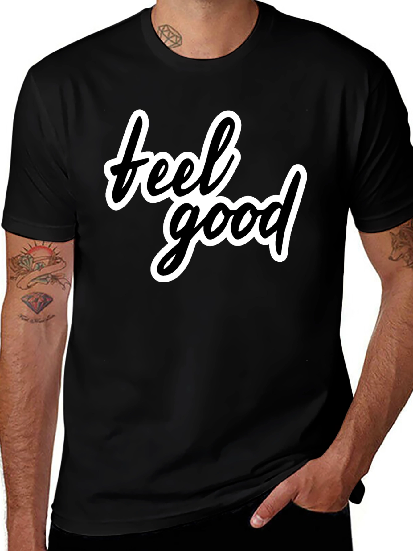 Feel Good Black T-Shirt - Stylish Casual Wear