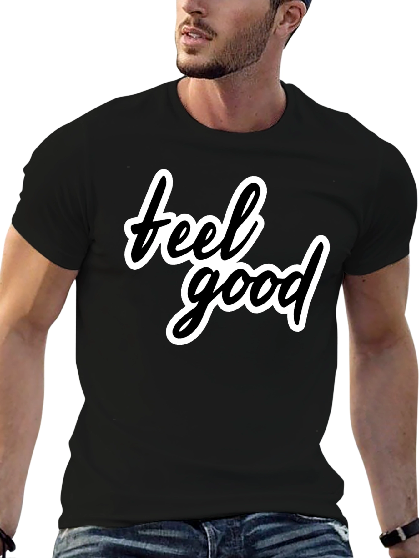Feel Good Black T-Shirt - Stylish Casual Wear