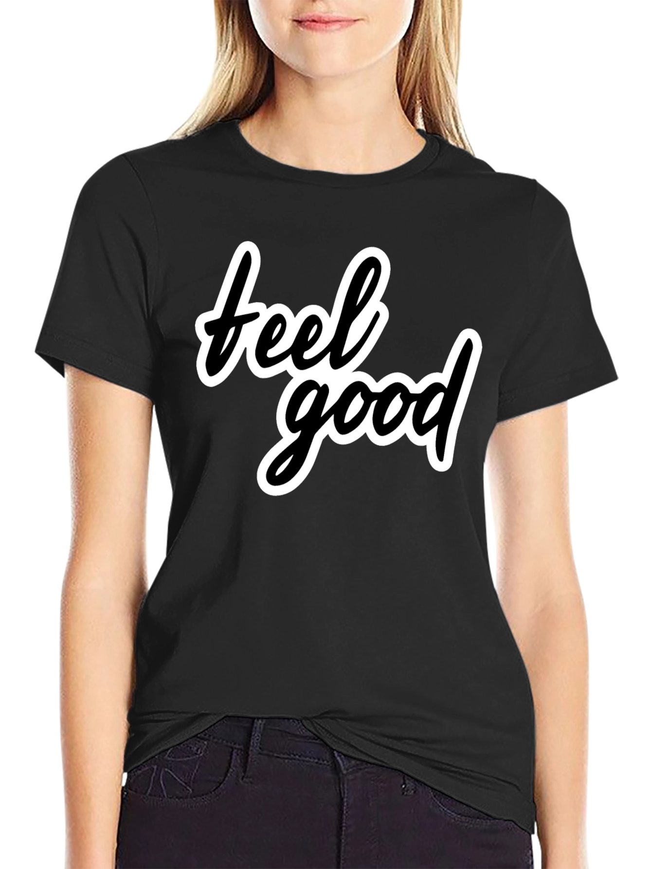Feel Good Black T-Shirt - Stylish Casual Wear