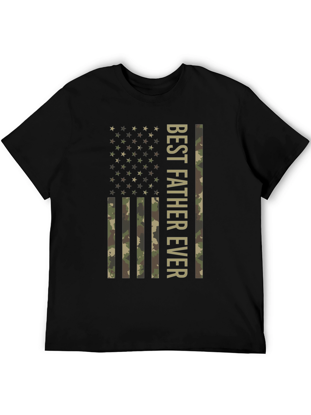 Best Father Ever Camo Flag Graphic T-Shirt