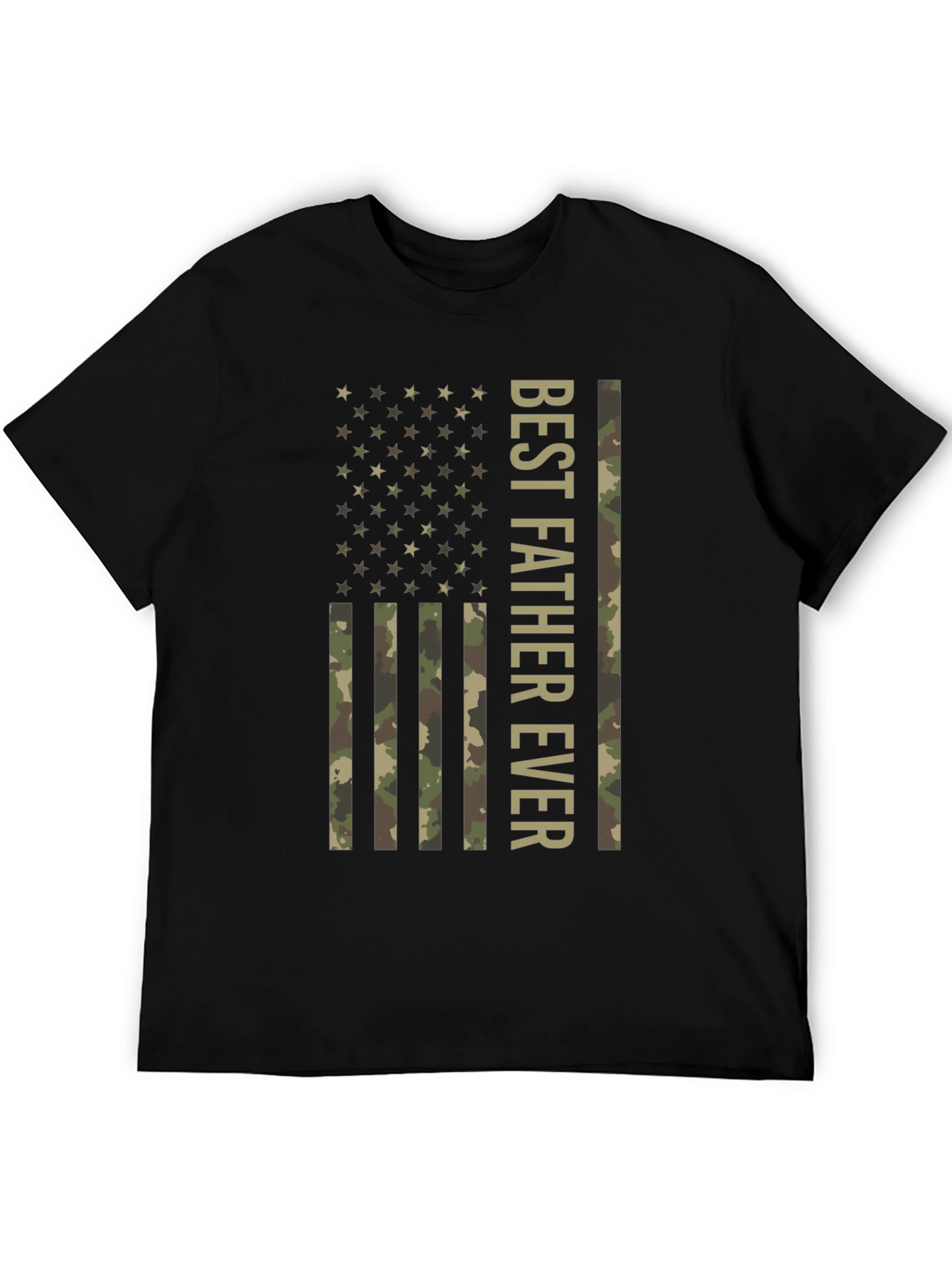 Best Father Ever Camo Flag Graphic T-Shirt
