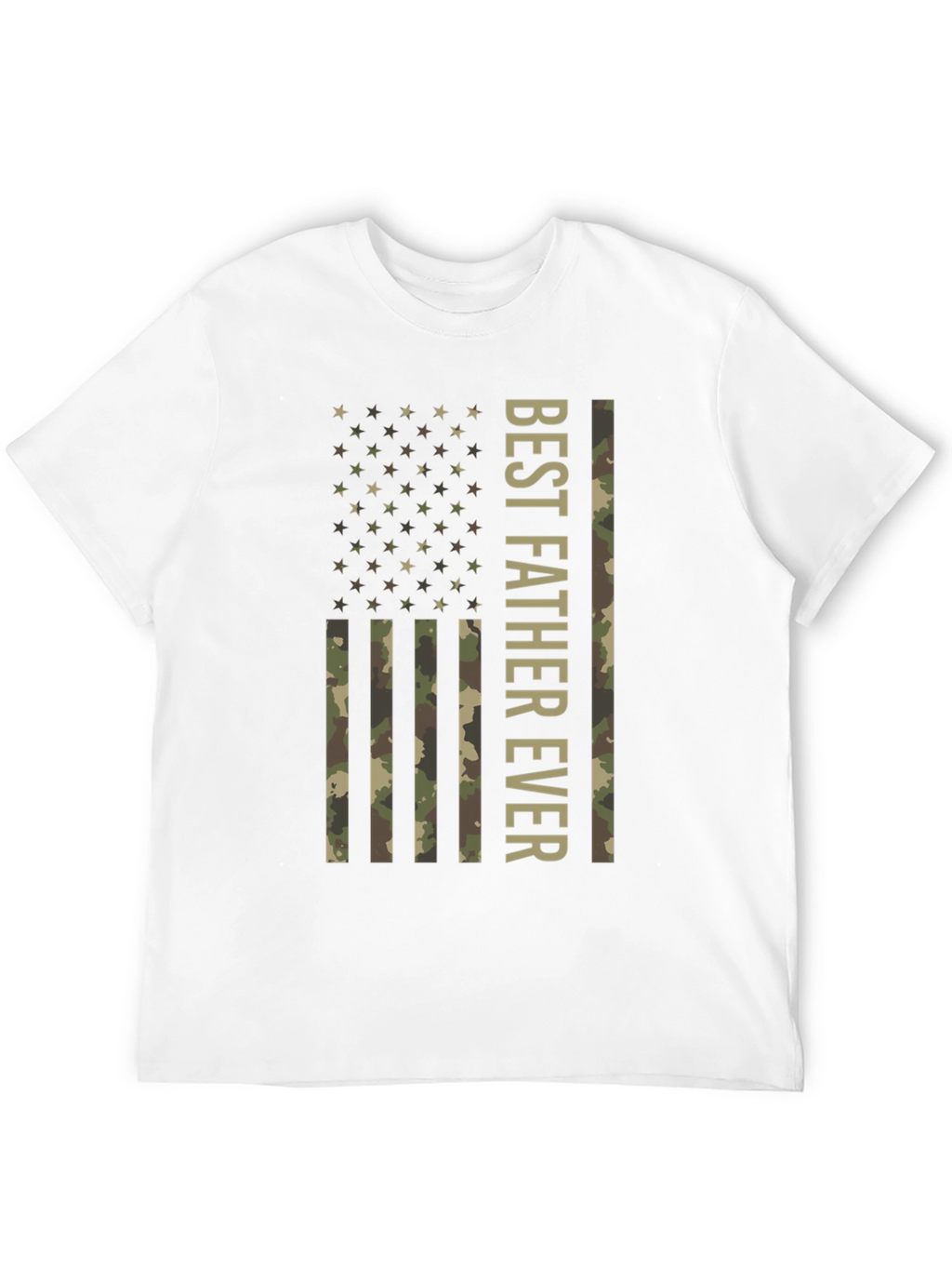 Best Father Ever Camo Flag Graphic T-Shirt