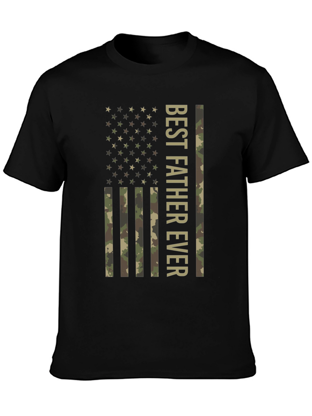 Best Father Ever Camo Flag Graphic T-Shirt
