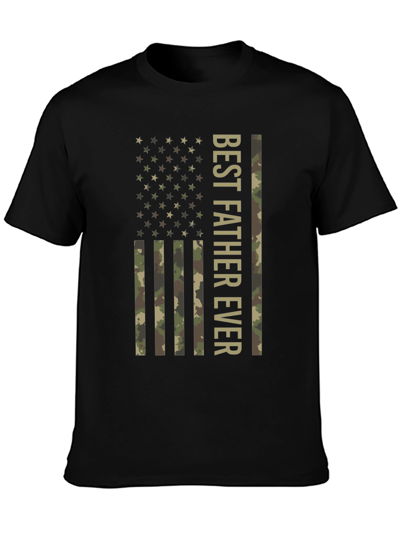 Best Father Ever Camo Flag Graphic T-Shirt