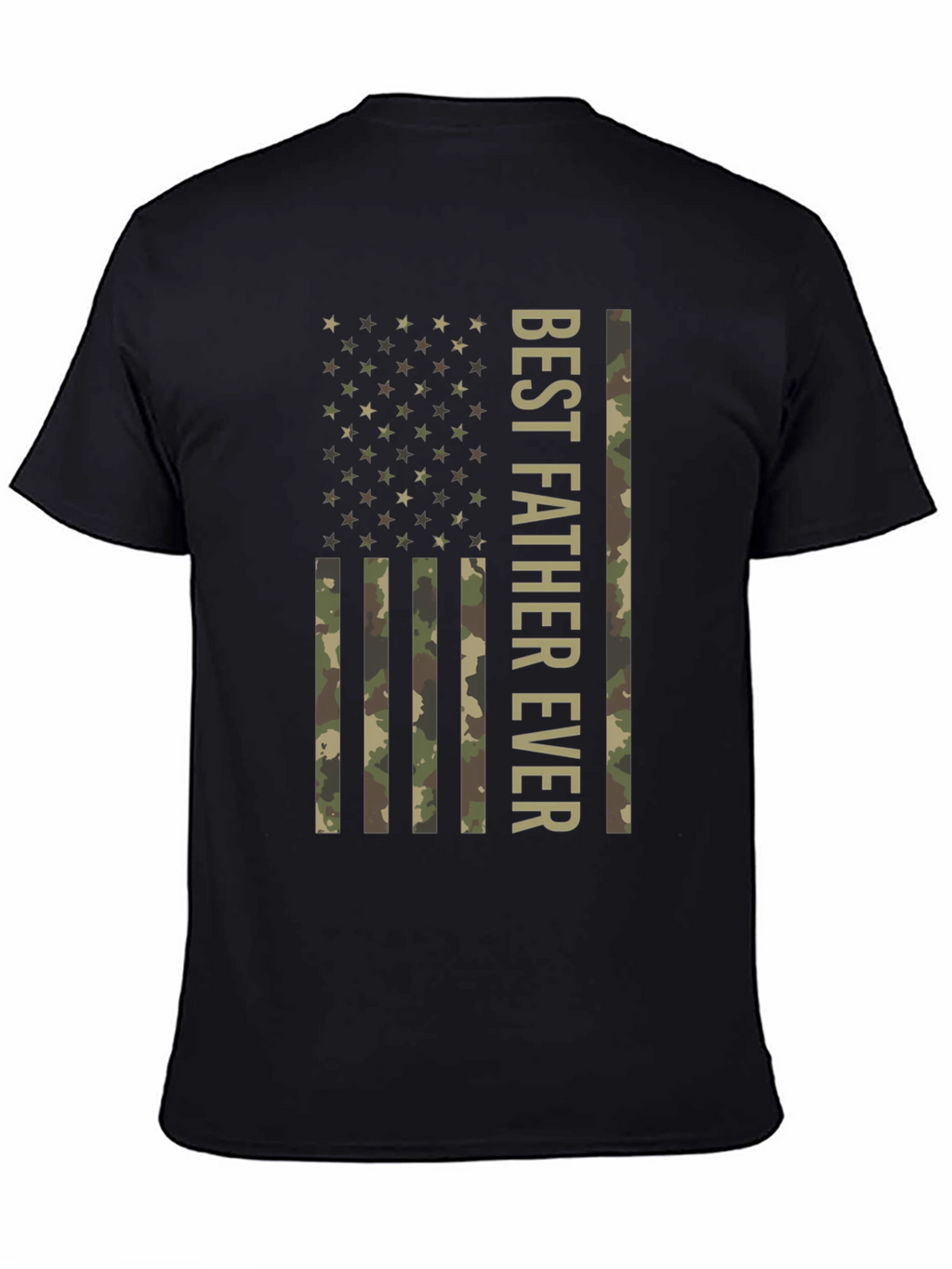 Best Father Ever Camo Flag Graphic T-Shirt