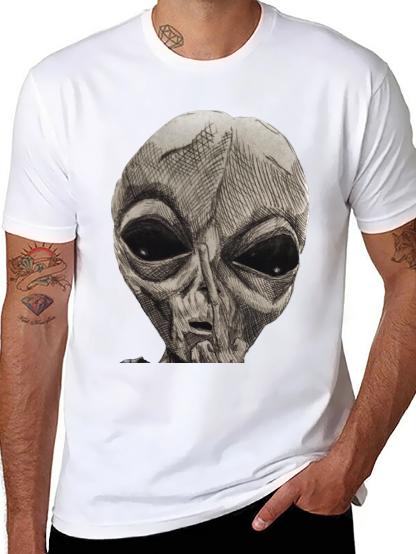 Alien Graphic Print T-Shirt - Classic Black Tee