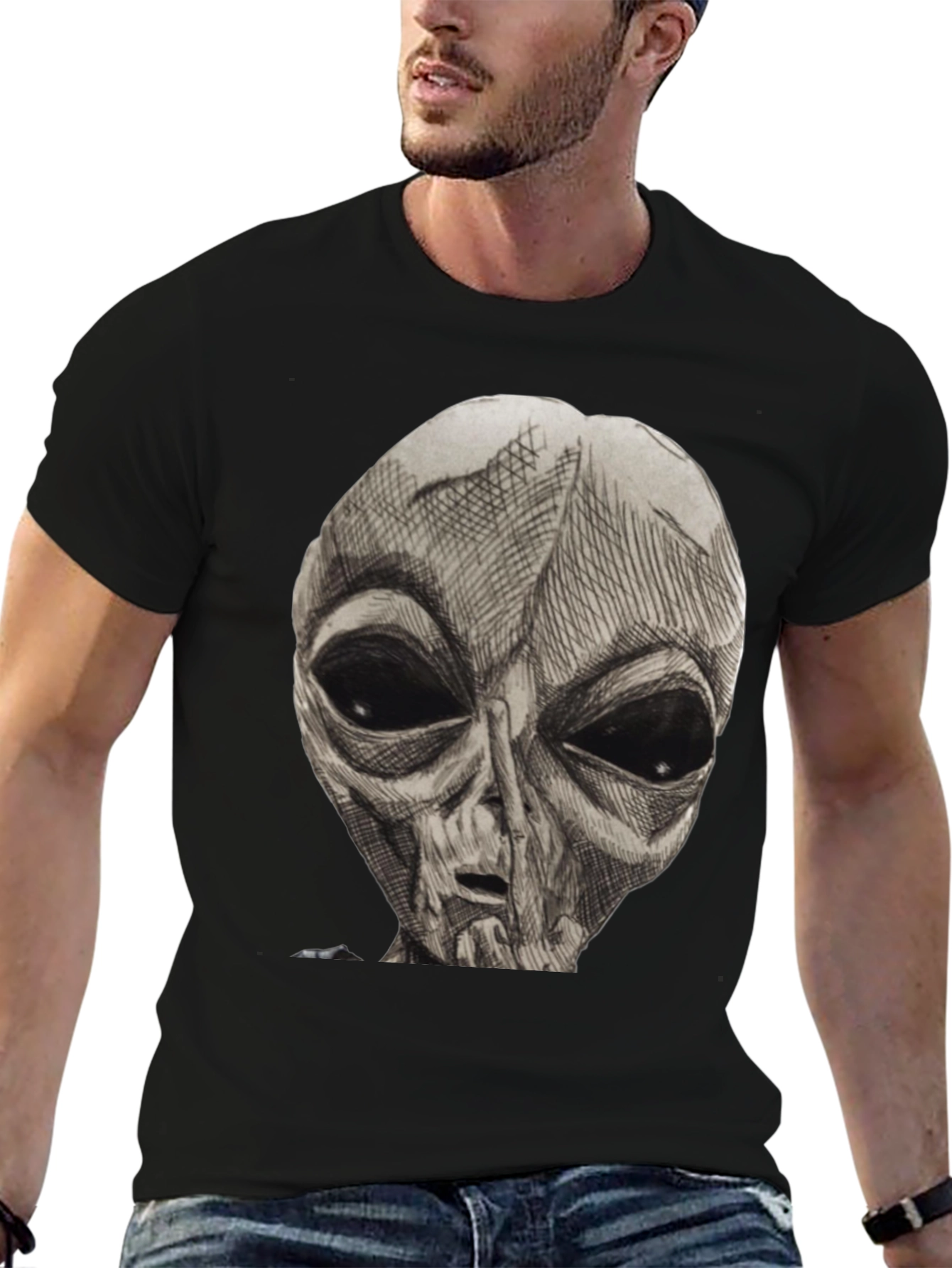 Alien Graphic Print T-Shirt - Classic Black Tee