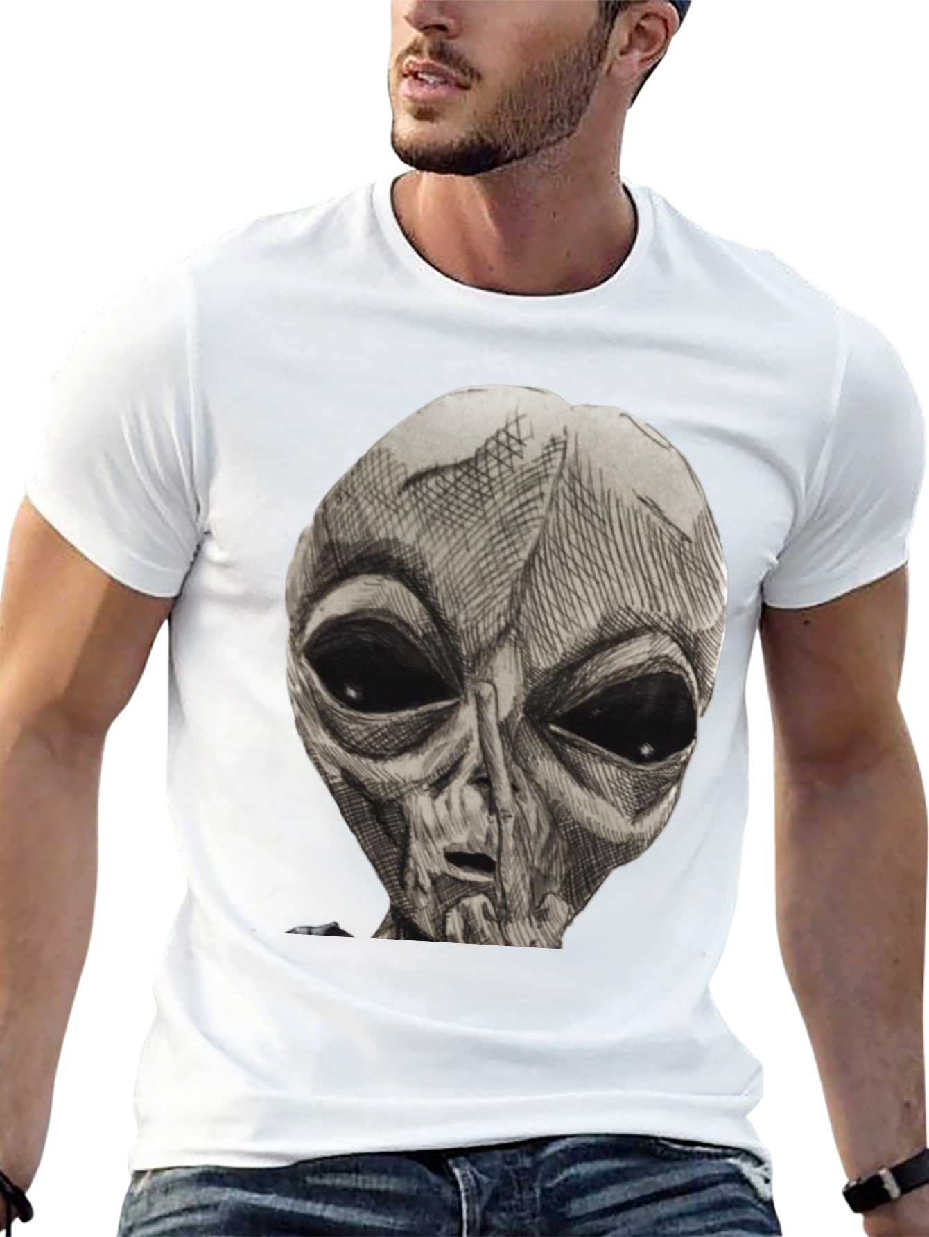 Alien Graphic Print T-Shirt - Classic Black Tee