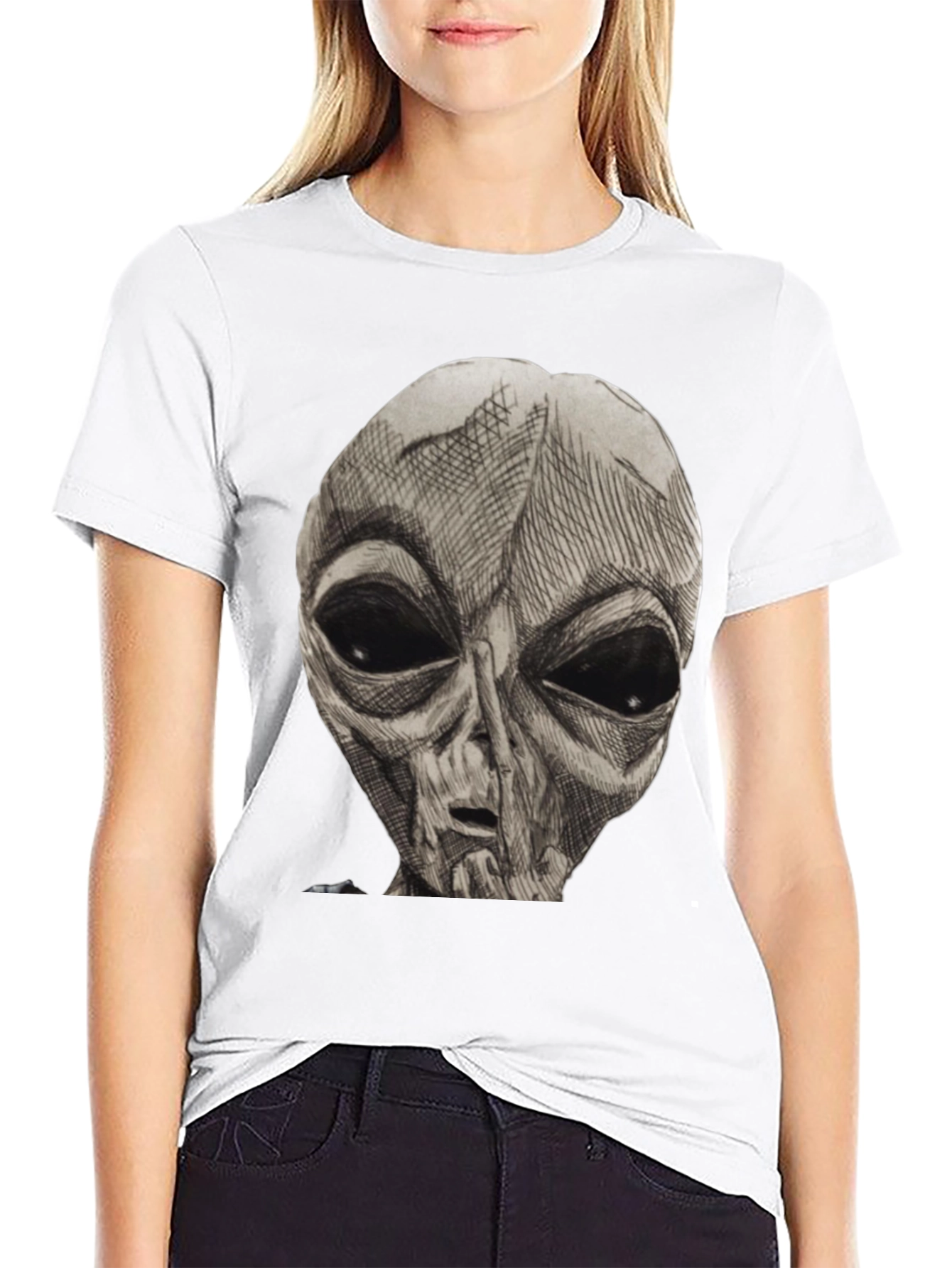 Alien Graphic Print T-Shirt - Classic Black Tee