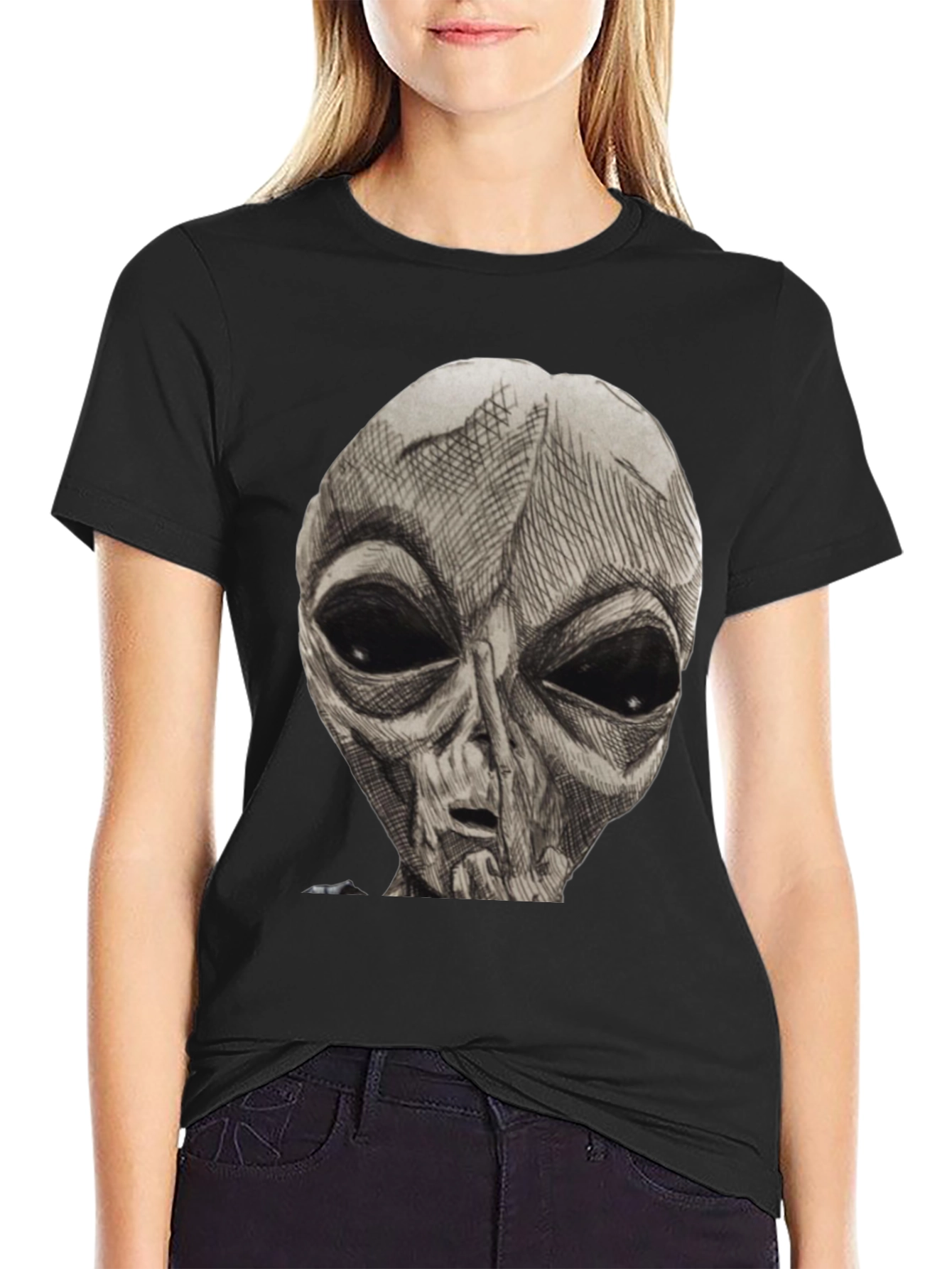 Alien Graphic Print T-Shirt - Classic Black Tee