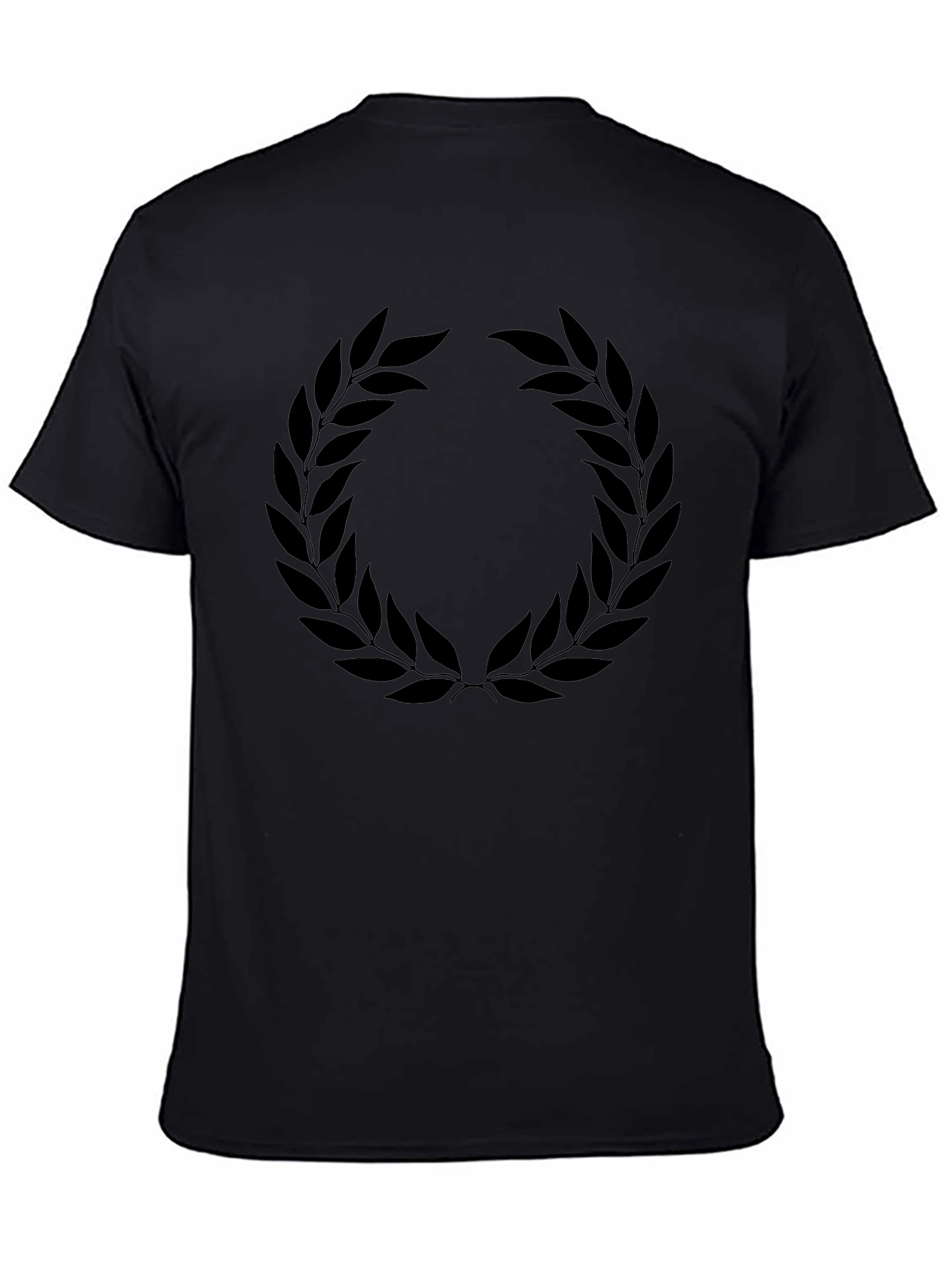 Black T-Shirt with Laurel Wreath Design