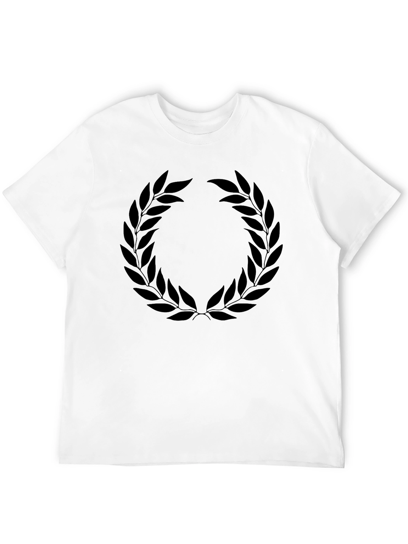 Black T-Shirt with Laurel Wreath Design