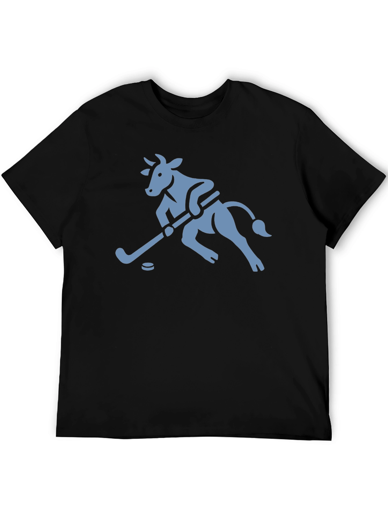 Hockey Cow Graphic Tee - Playful Cotton T-Shirt