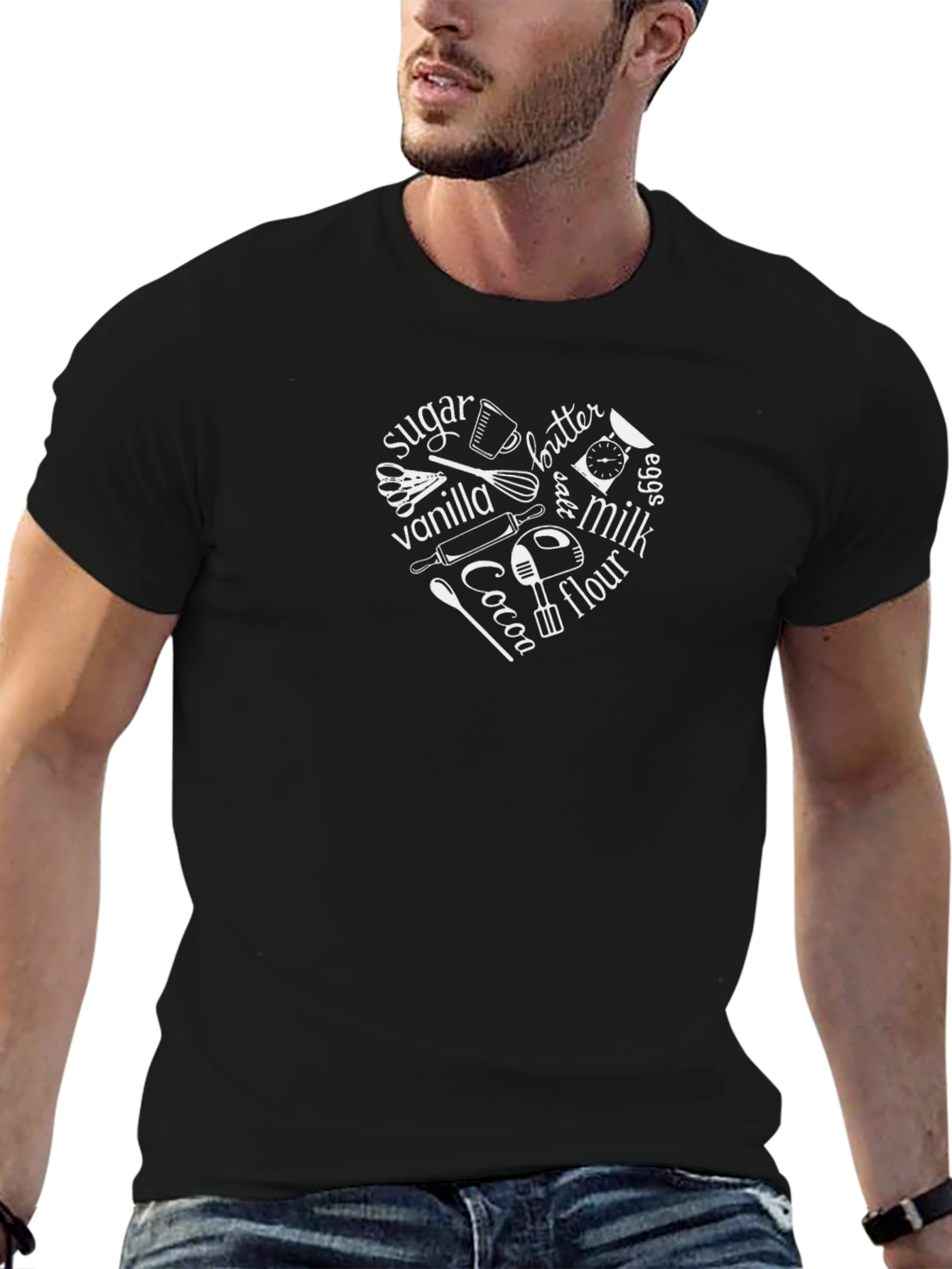 Baking Lovers Heart T-Shirt - Black