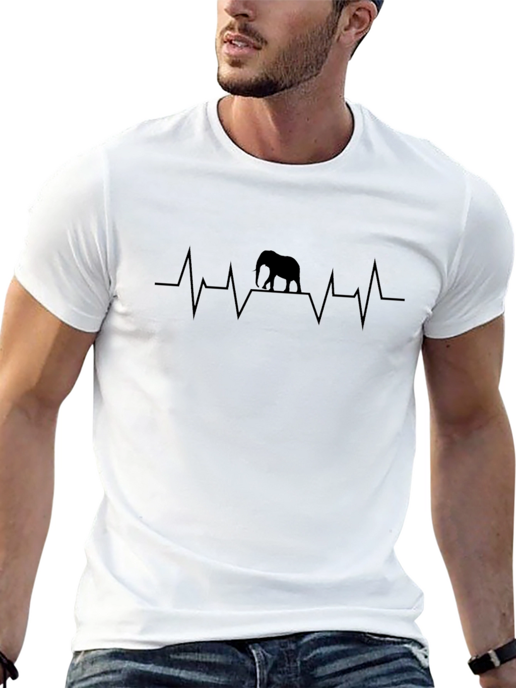 Elephant Heartbeat T-Shirt - Black Cotton Tee