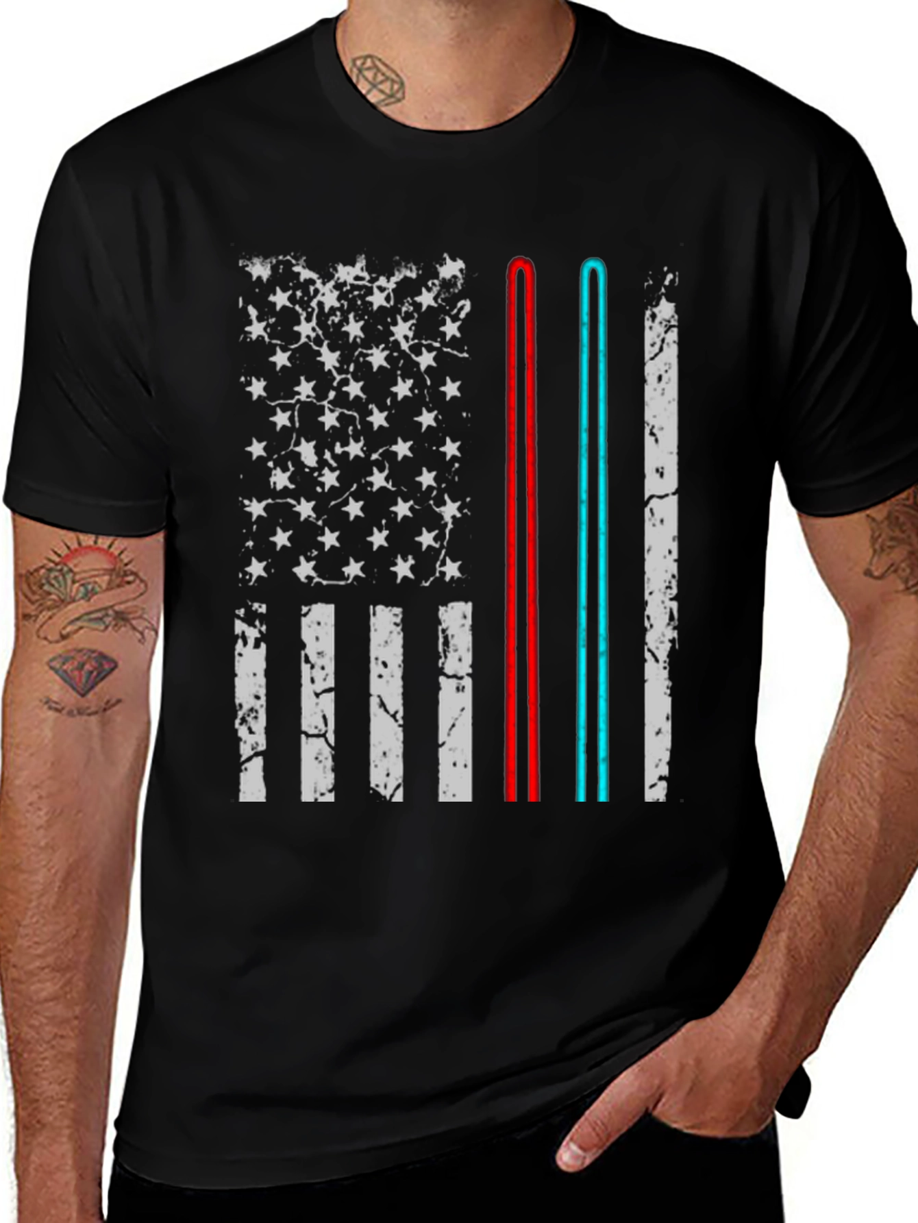 American Flag Lightsaber Graphic Tee