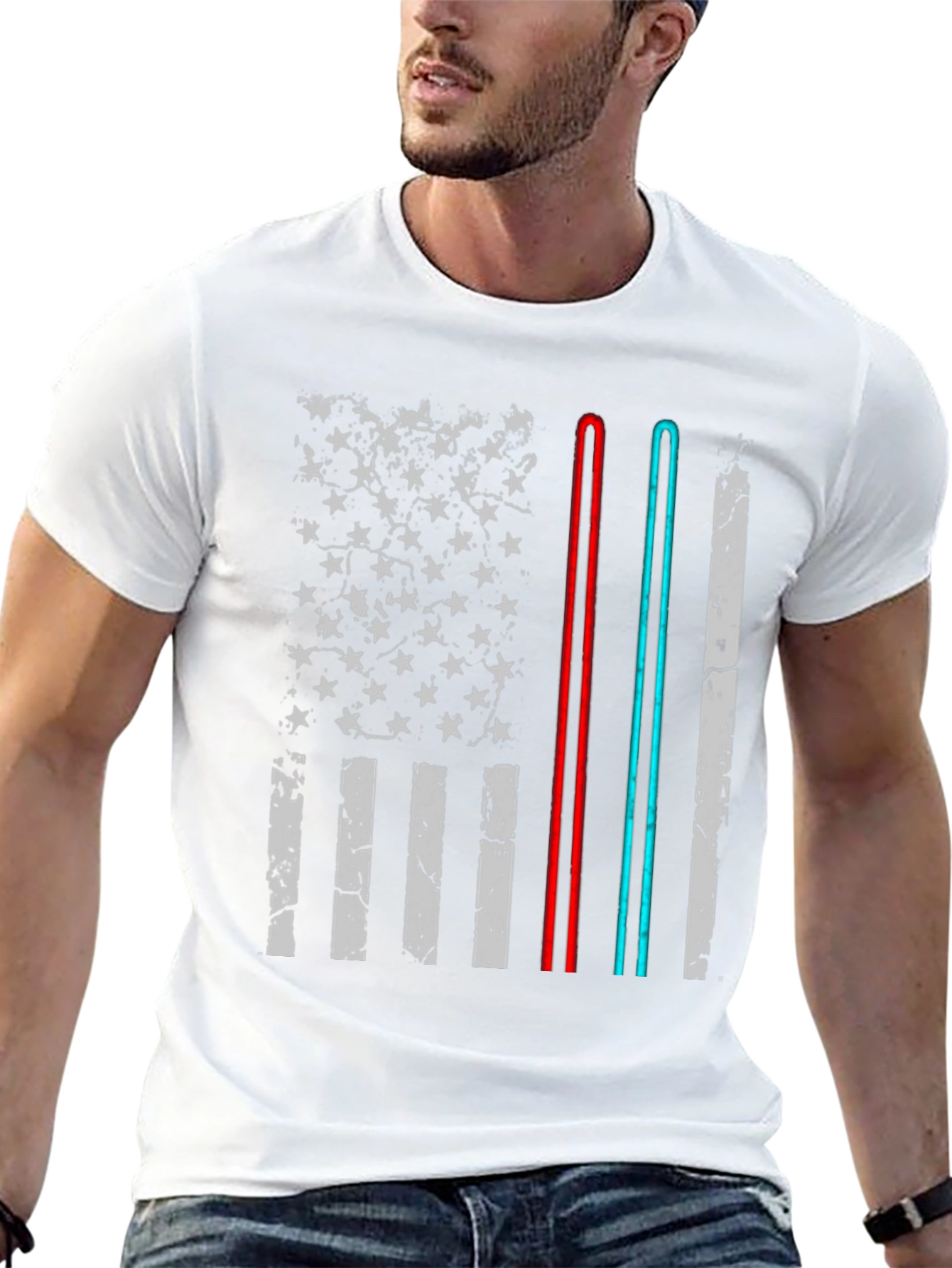 American Flag Lightsaber Graphic Tee