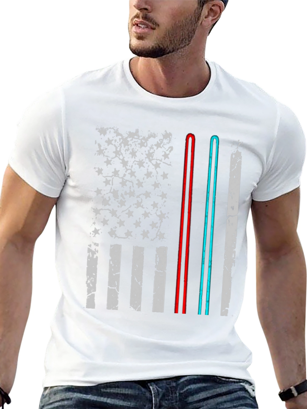 American Flag Lightsaber Graphic Tee