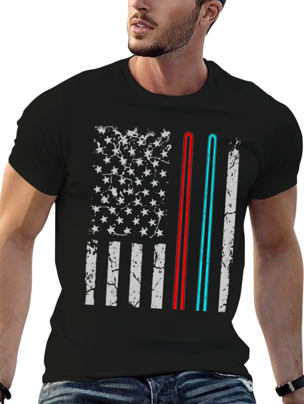 American Flag Lightsaber Graphic Tee