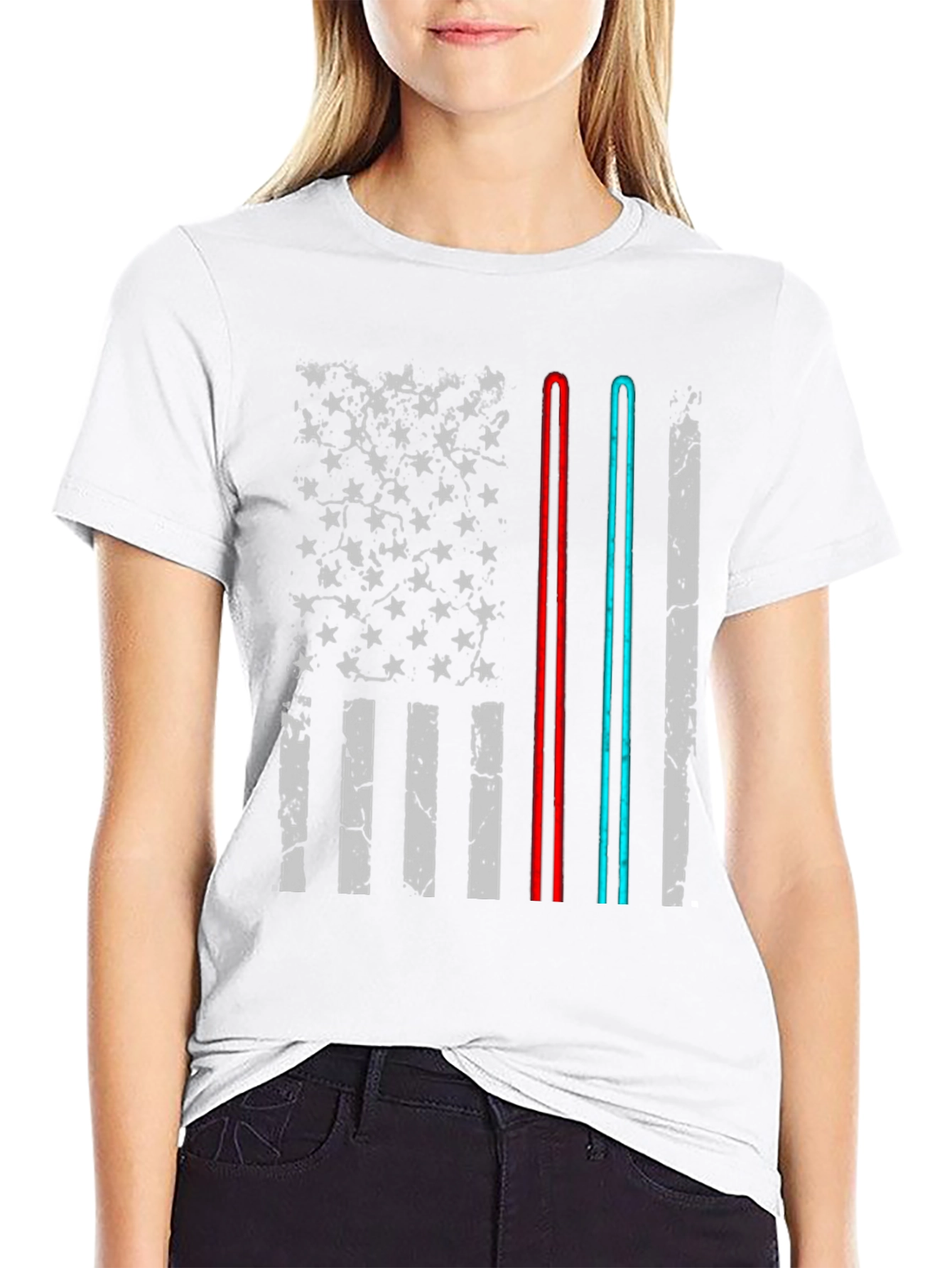 American Flag Lightsaber Graphic Tee