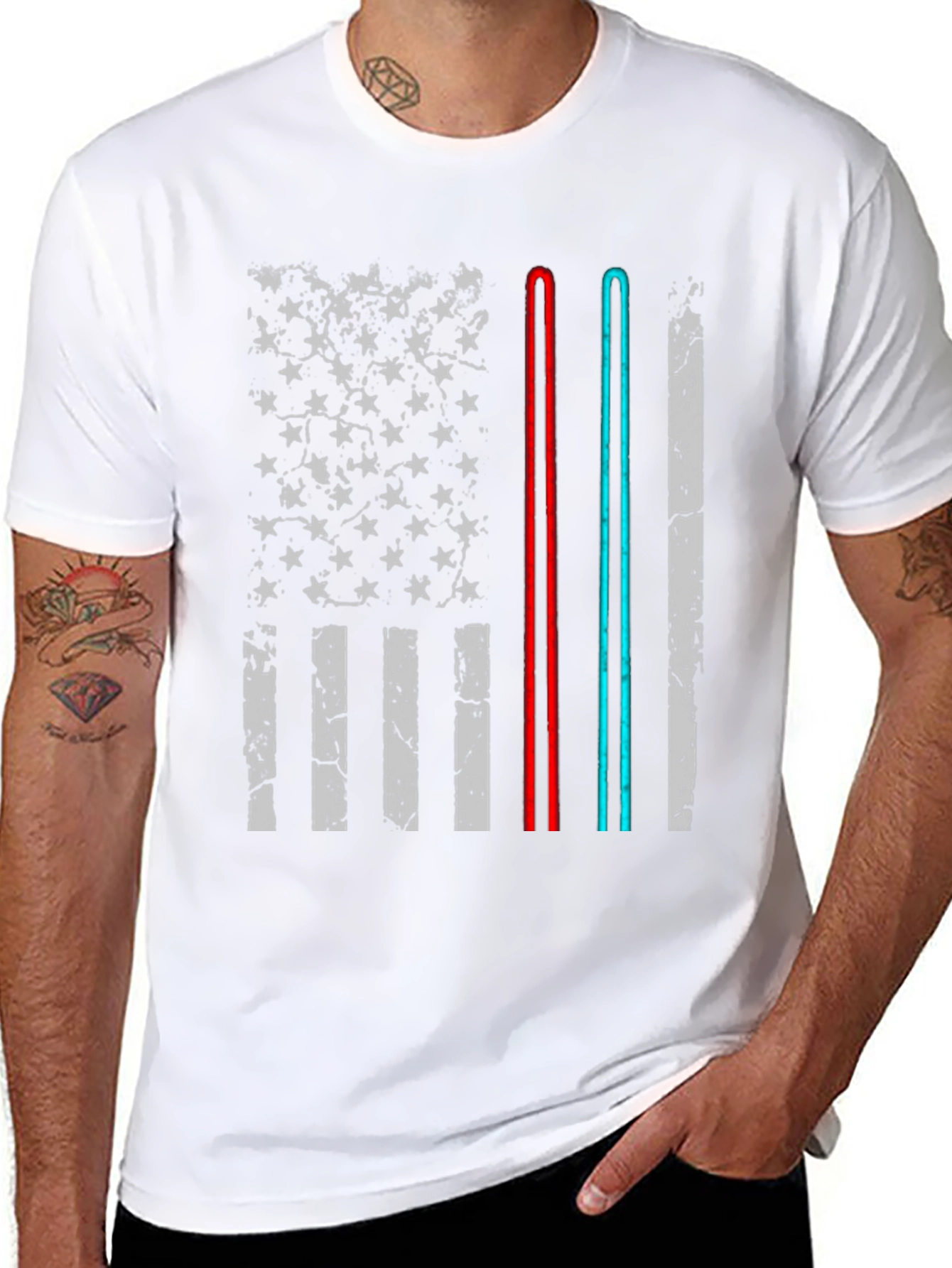 American Flag Lightsaber Graphic Tee