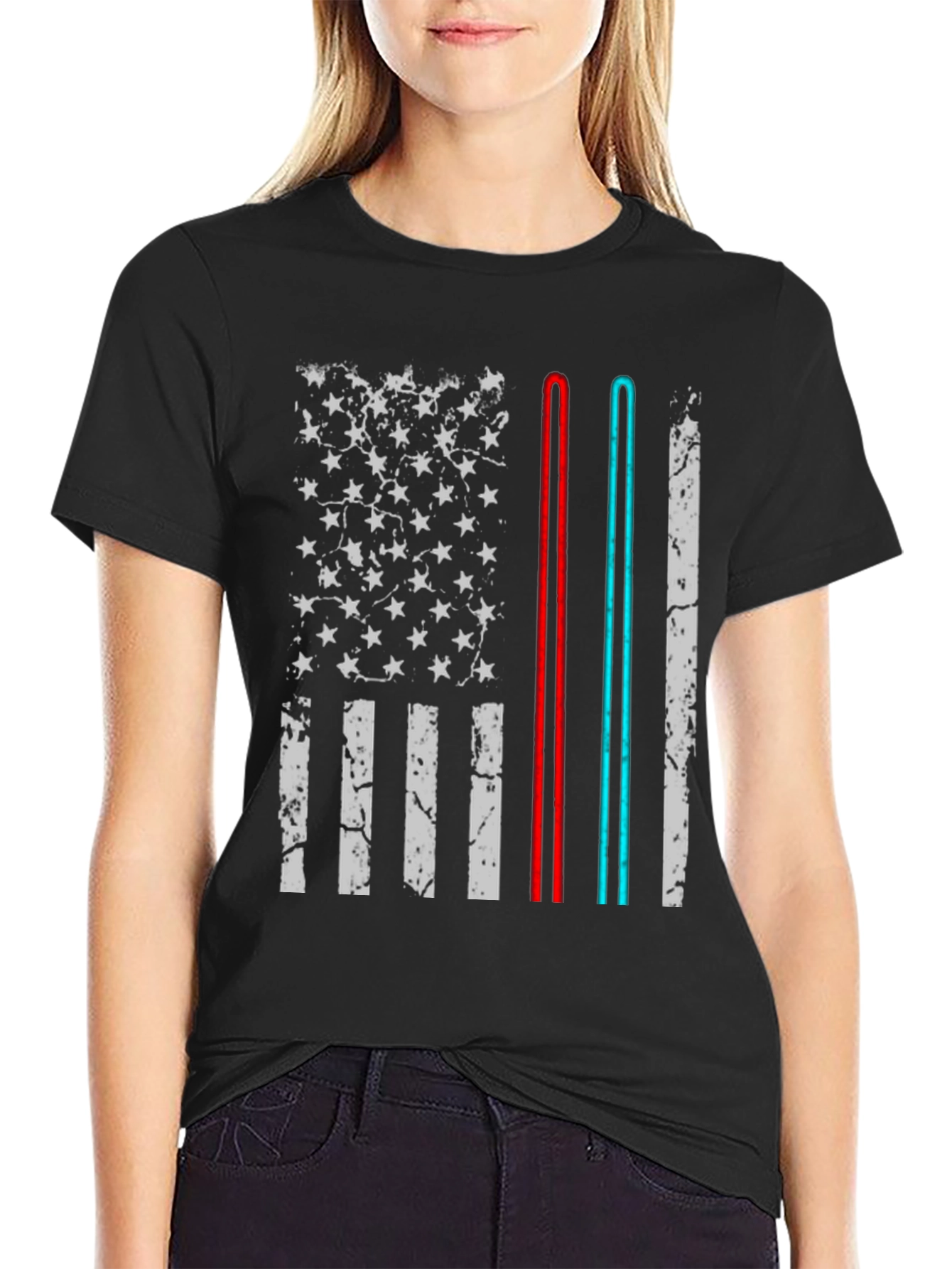 American Flag Lightsaber Graphic Tee