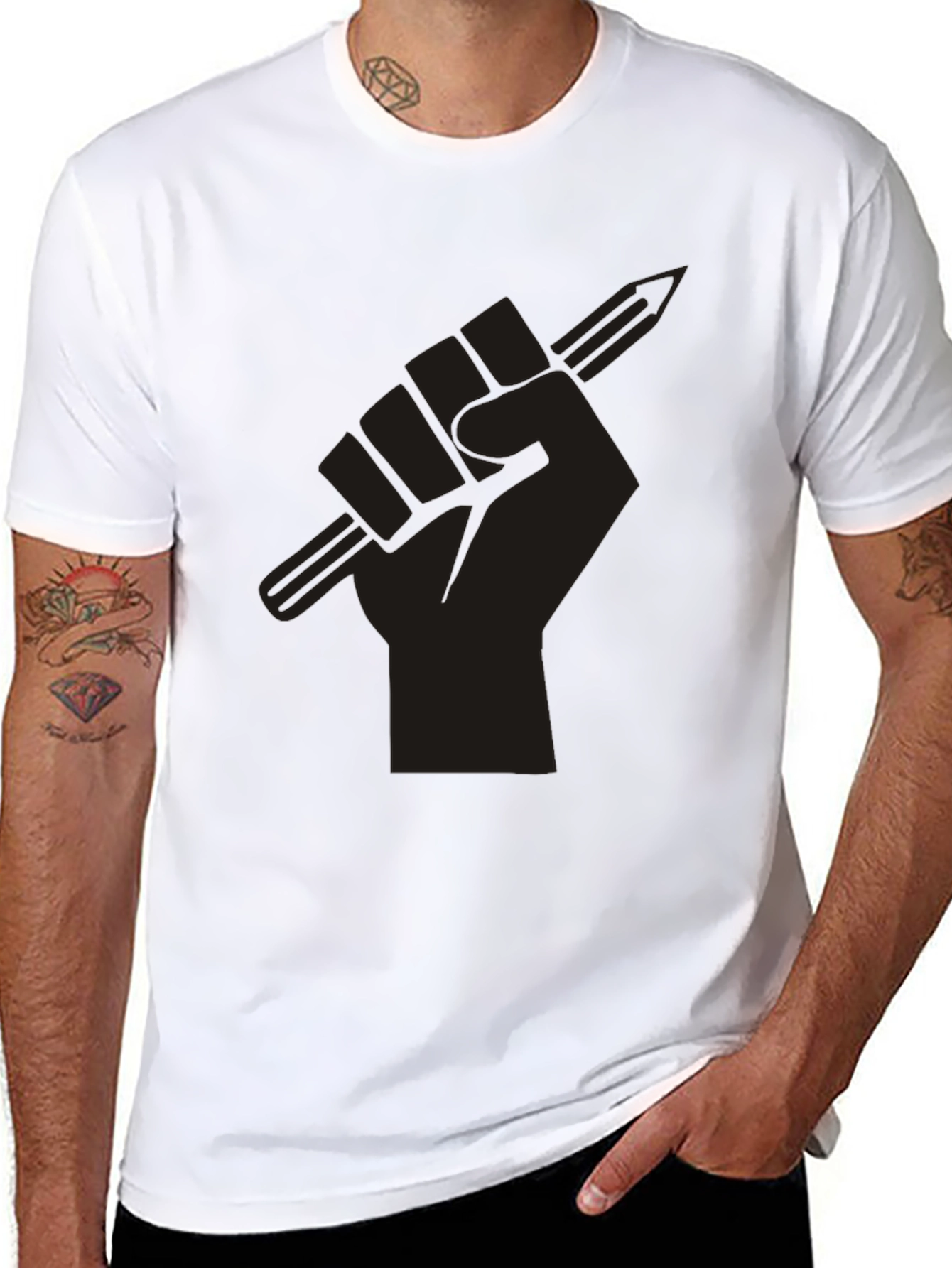 Black Power Fist Pencil Graphic T-Shirt