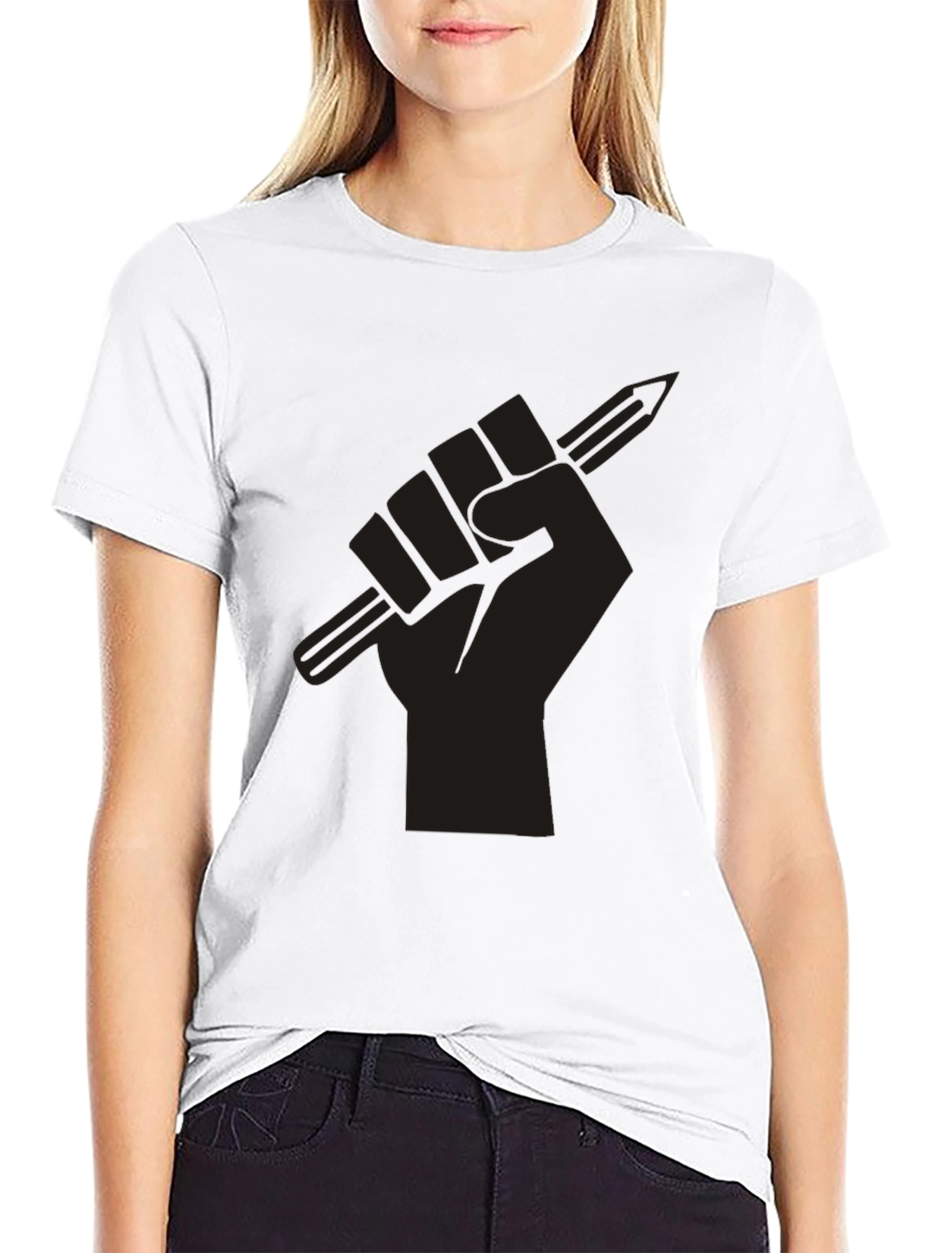 Black Power Fist Pencil Graphic T-Shirt